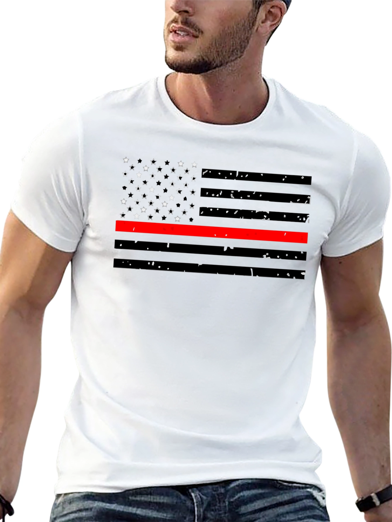 Thin Red Line Flag Graphic T-Shirt