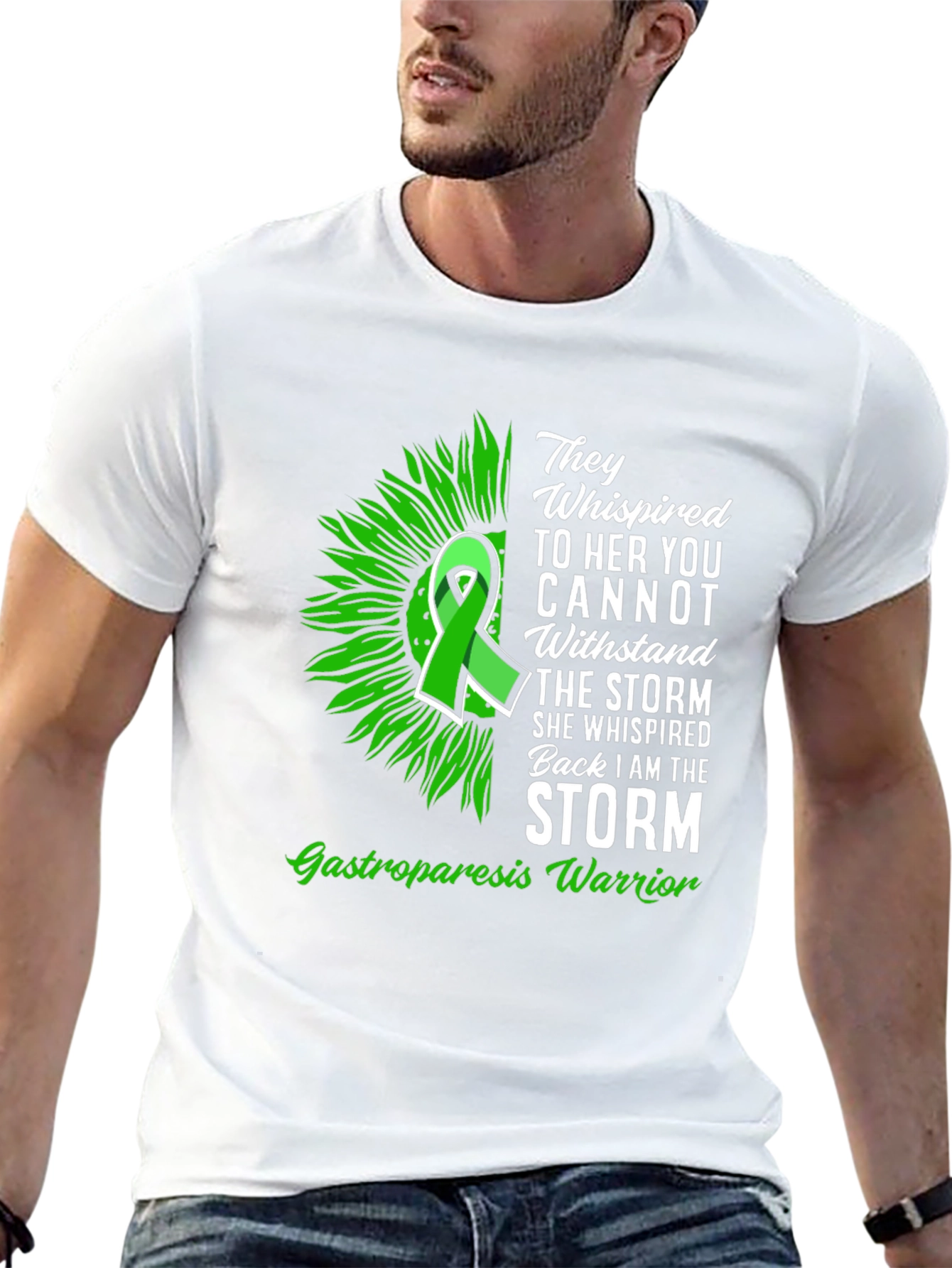 Gastroparesis Warrior T-Shirt Sunflower Ribbon Design