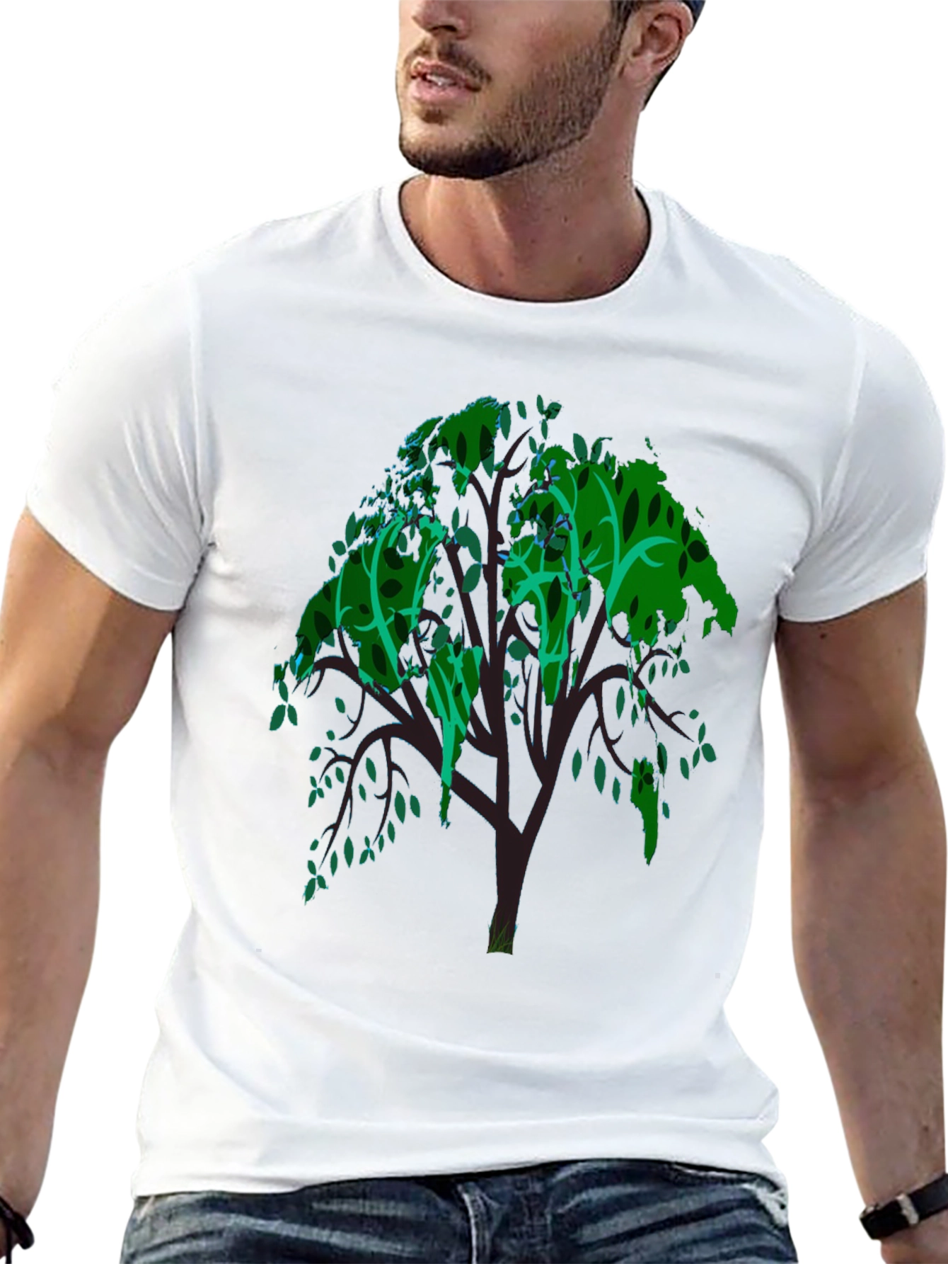 Green Tree Graphic Tee - Mens Black T-Shirt