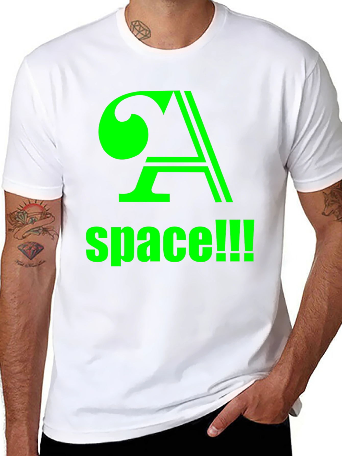 Space! Black T-Shirt with Green Graphic