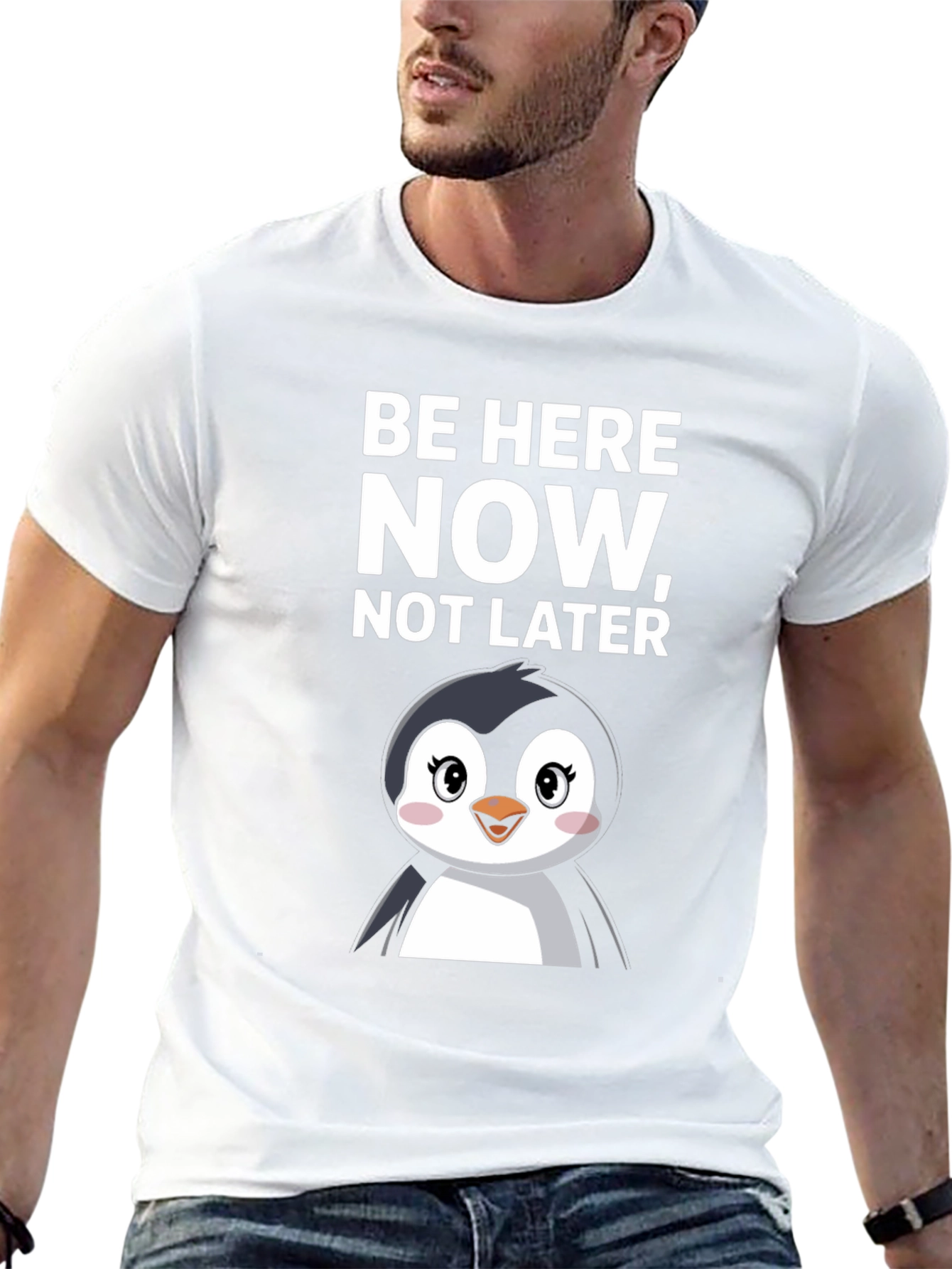 Be Here Now Penguin T-Shirt - Black