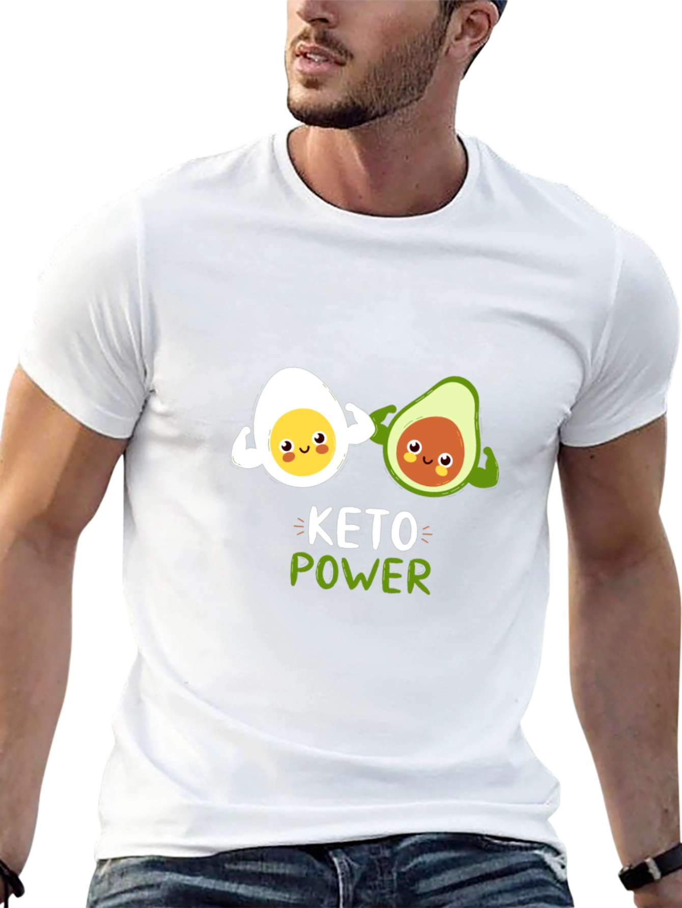 Keto Power T-Shirt Funny Egg and Avocado Gym Tee
