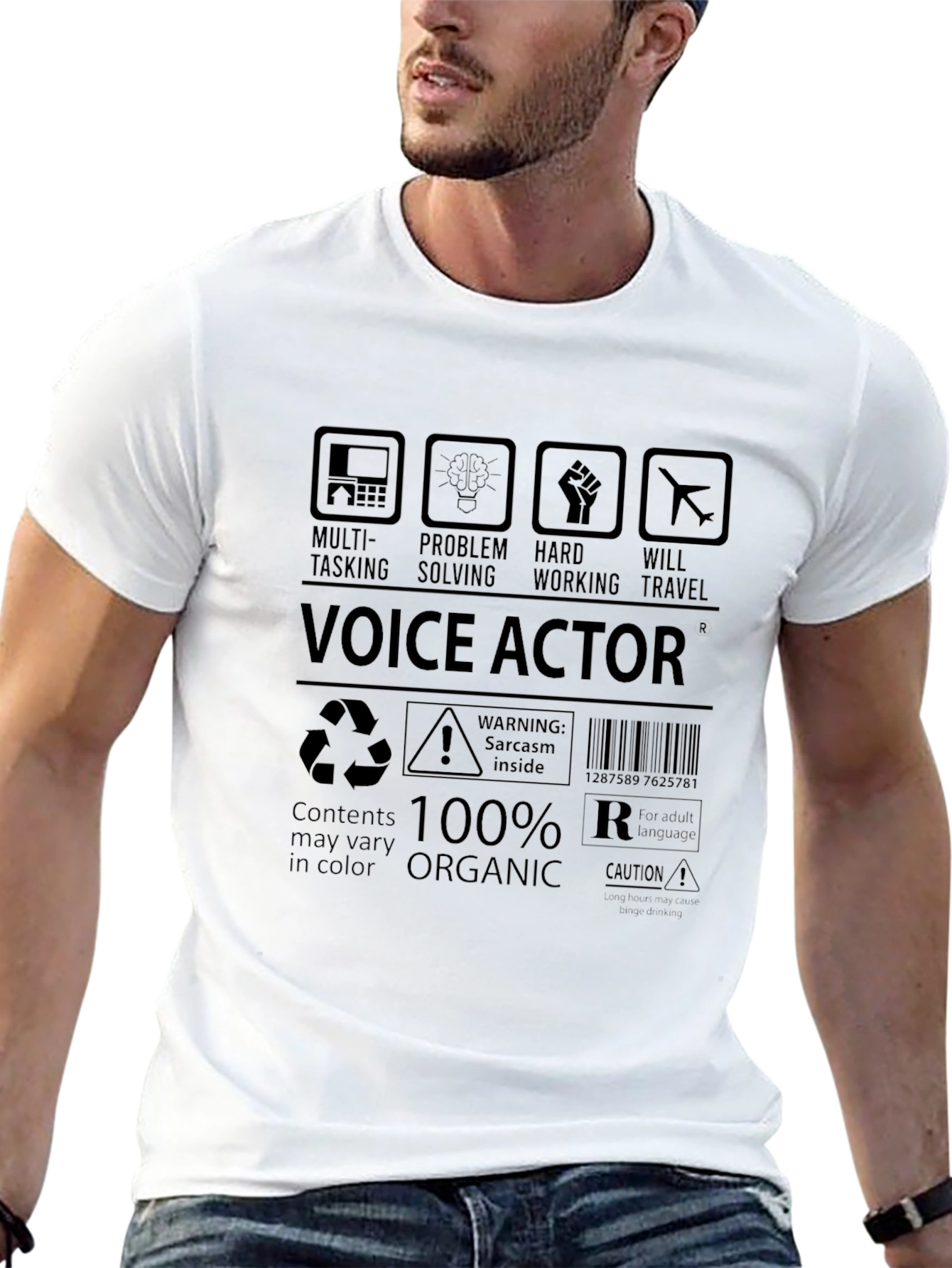Voice Actor 100% Organic Black T-Shirt