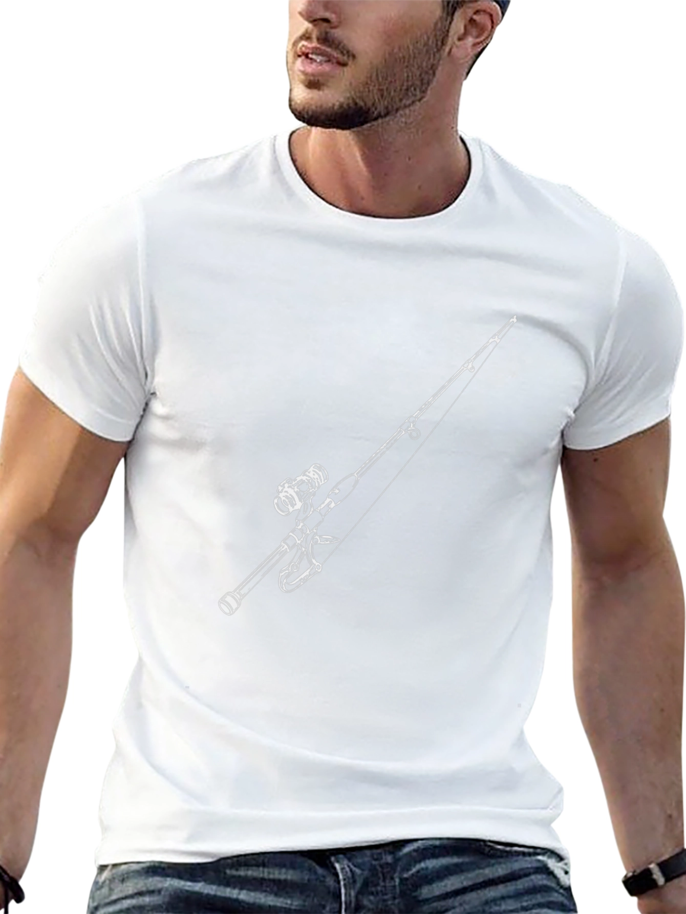 Fishing Rod Graphic Tee - Black Cotton Comfort