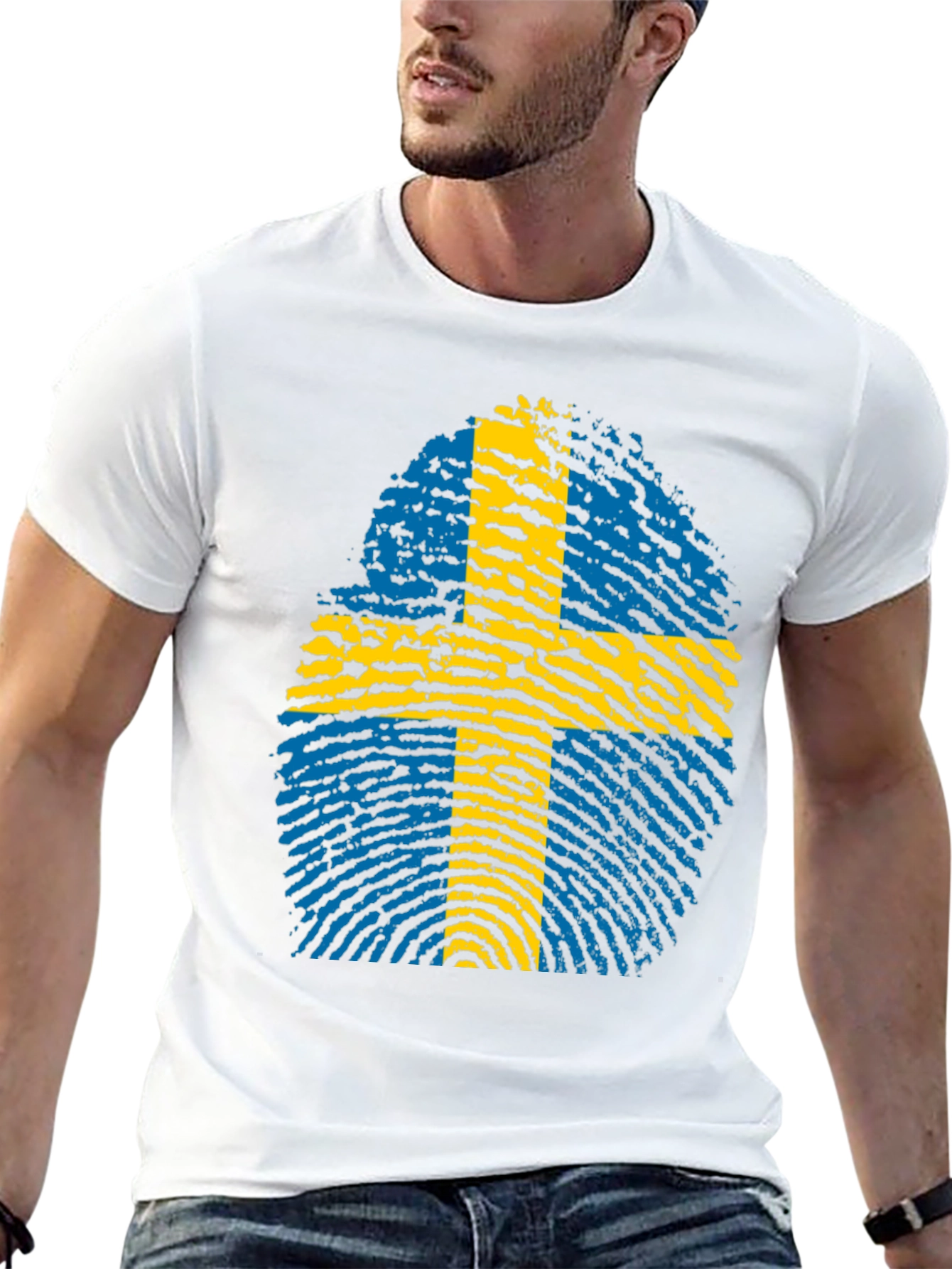 Sweden Flag Fingerprint T-Shirt