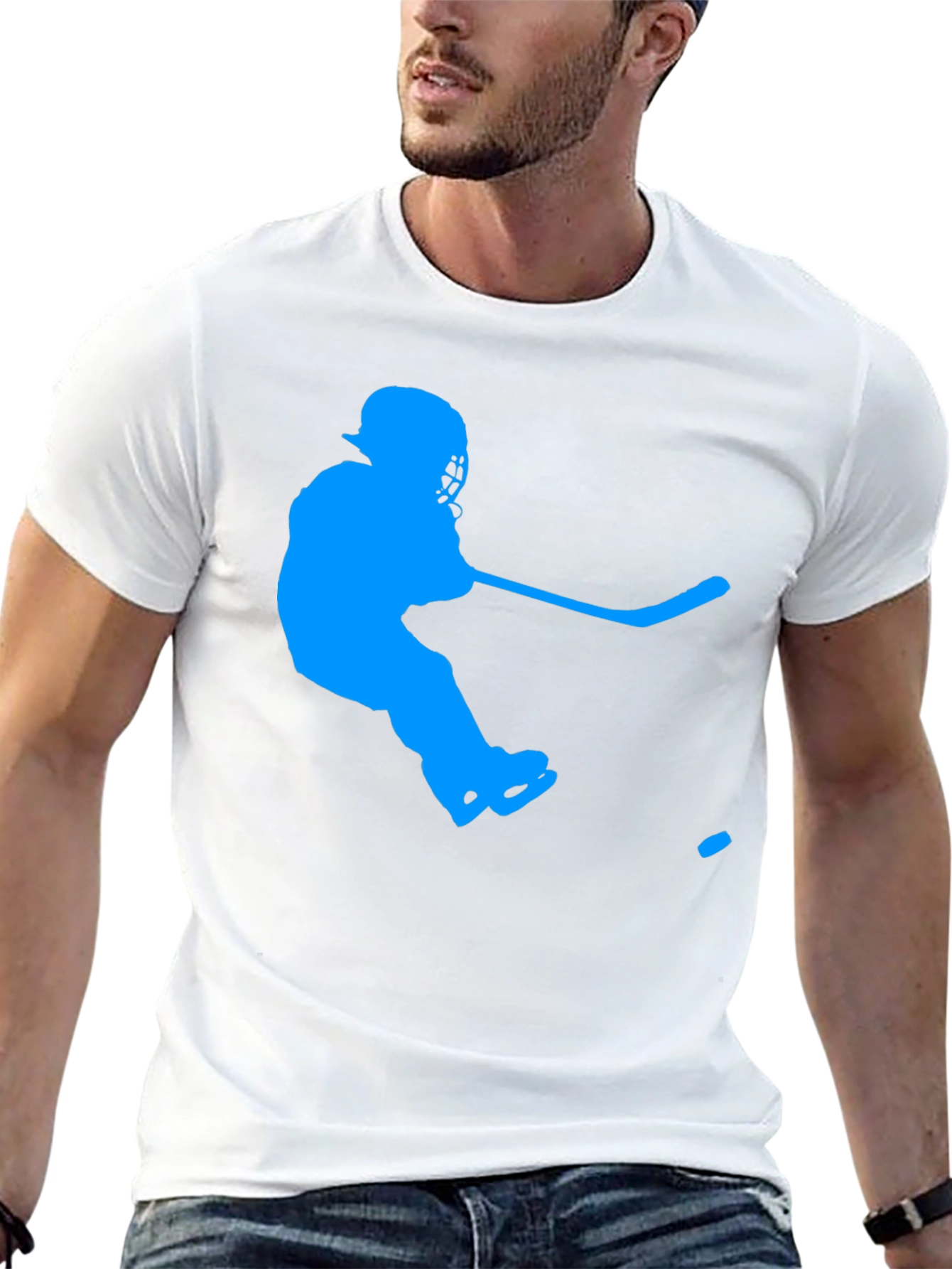 Hockey Player Graphic Tee - Sporty Casual T-Shirt