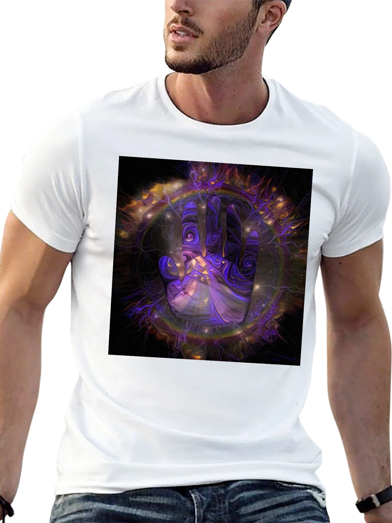 Abstract Hand Graphic Print Black T-Shirt