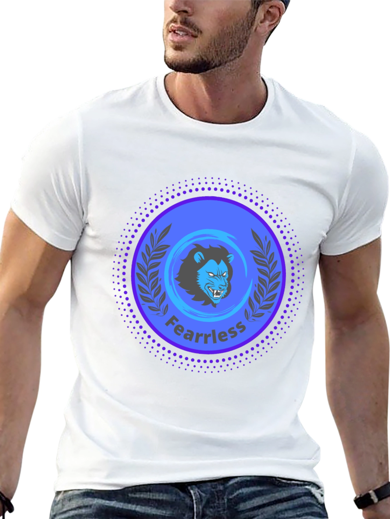 Fearless Lion Graphic Print T-Shirt
