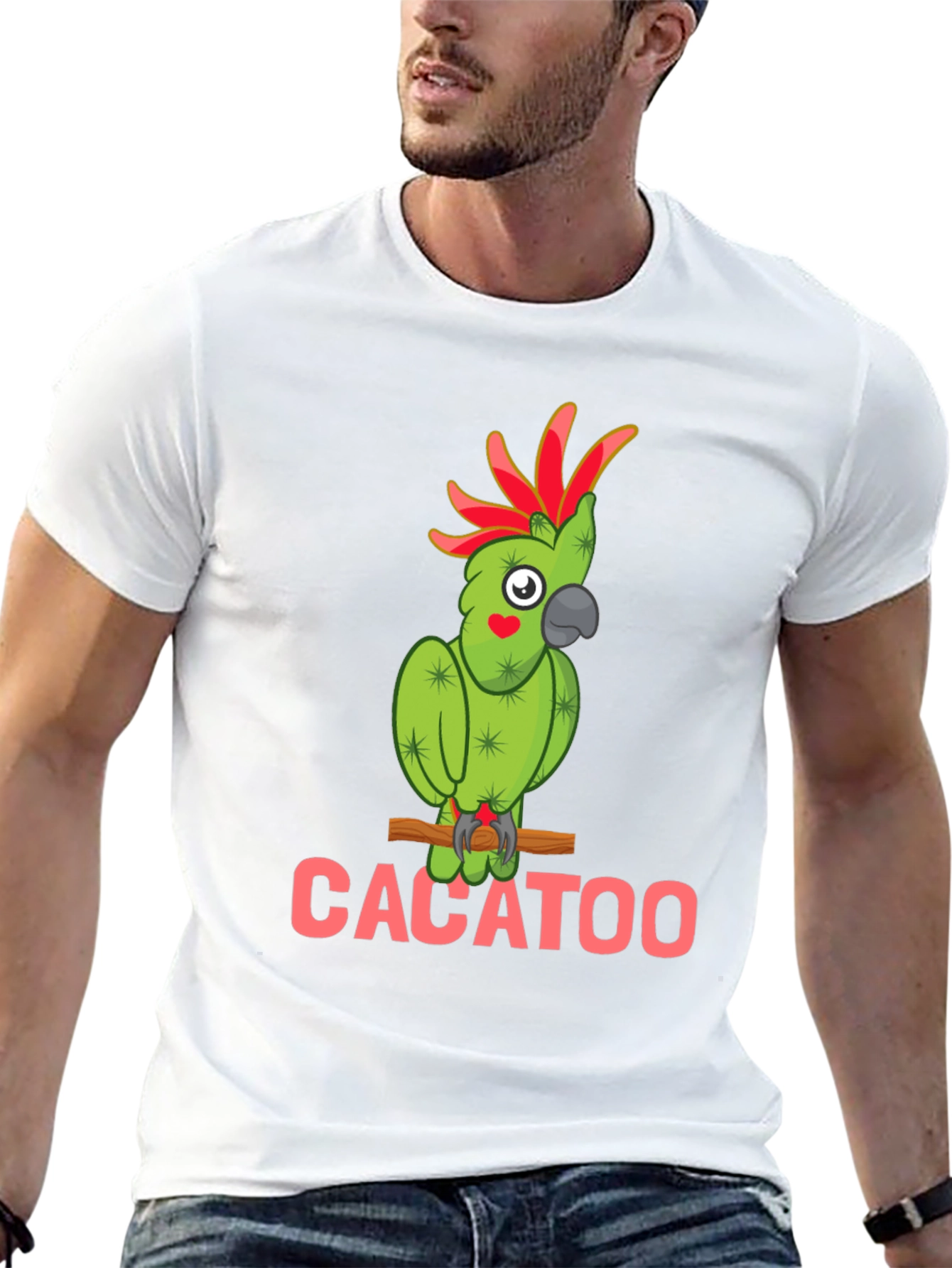 Cacatoo Cactus Parrot Graphic Tee - Fun Animal T-Shirt