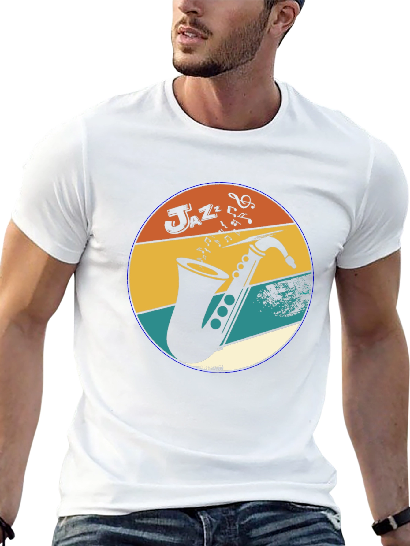 Retro Jazz Saxophone Graphic Tee