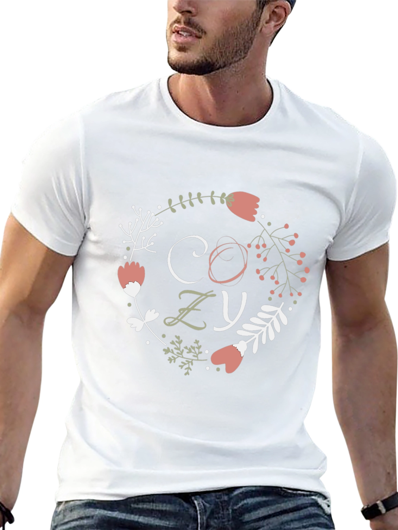 Cozy Floral Wreath Graphic Tee