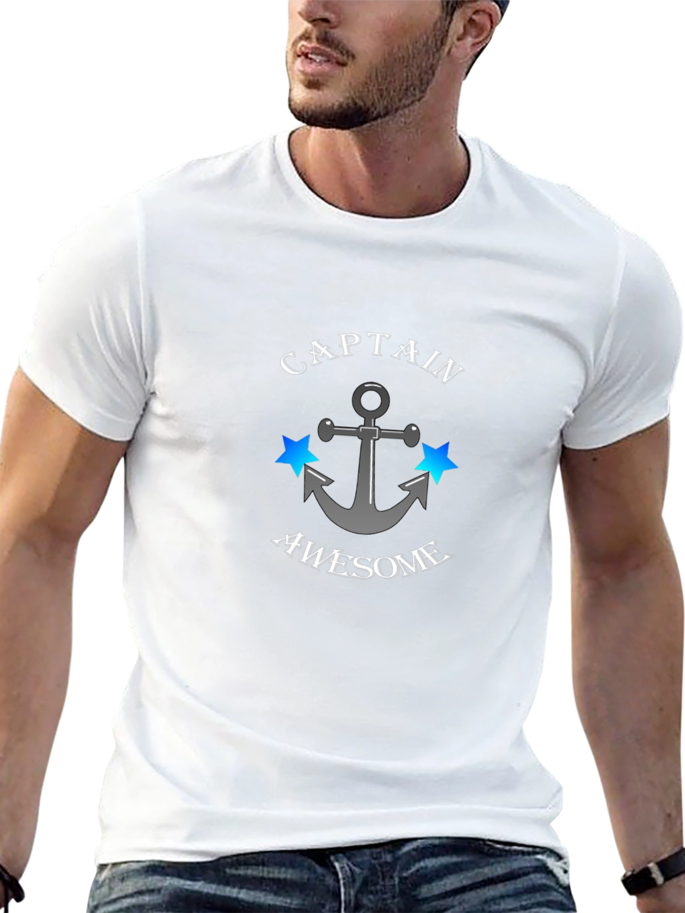 Captain Awesome Anchor Graphic Mens T-Shirt
