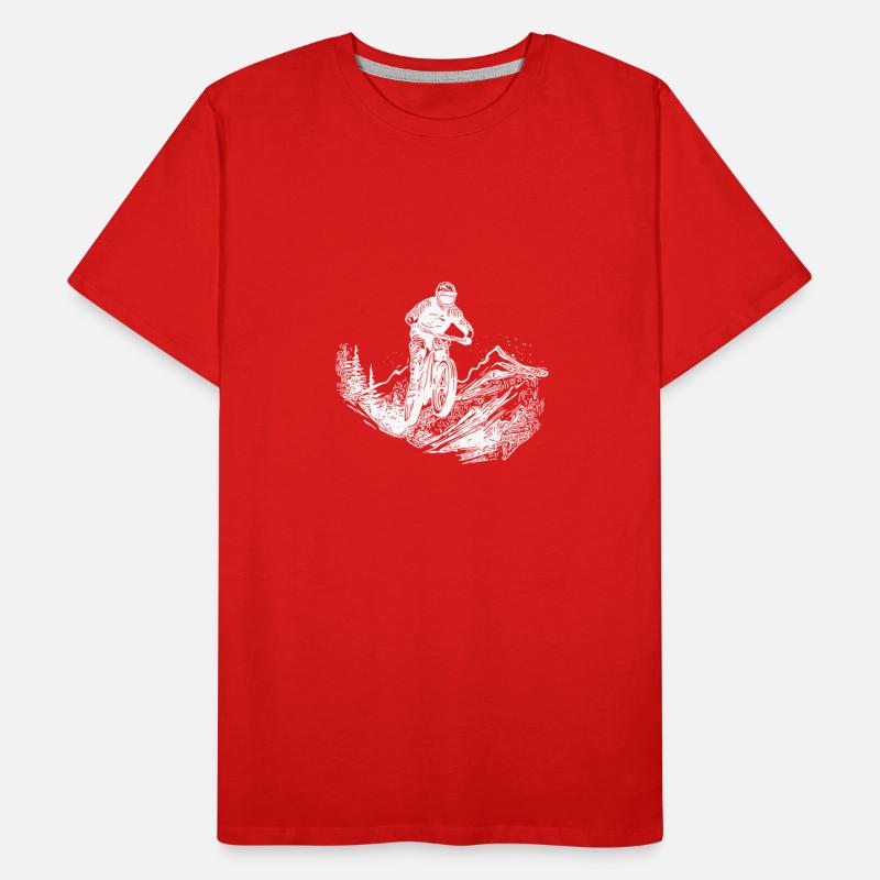 Mountain Biker Forest Path Mountain Descent