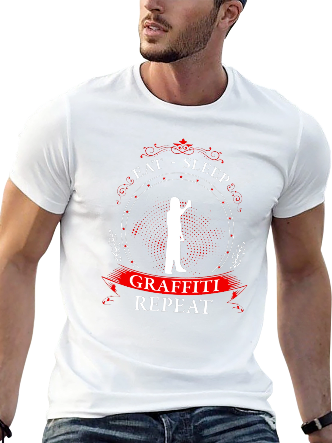 Eat Sleep Graffiti Repeat Black Graphic T-Shirt