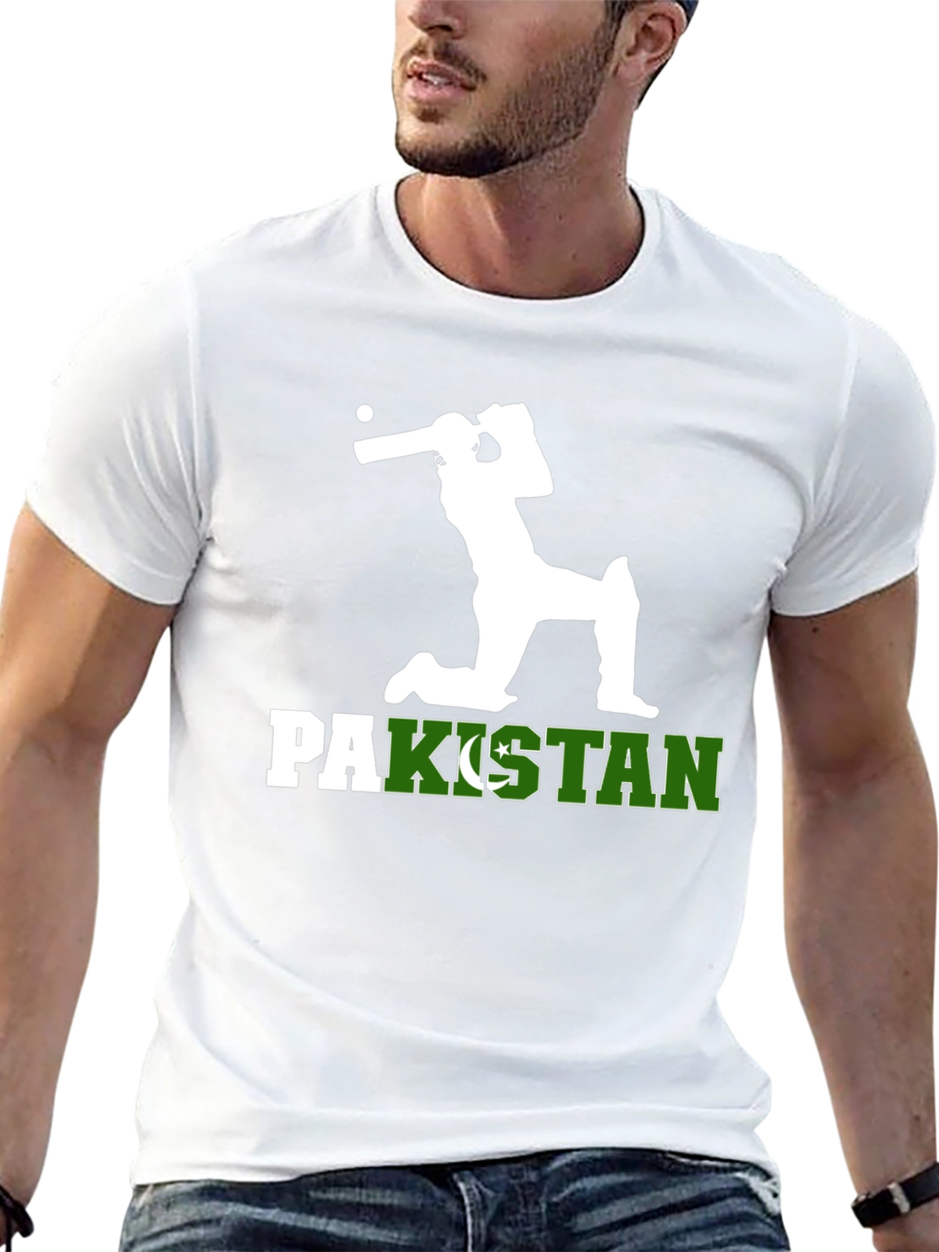 Pakistan Cricket T-Shirt - Batsman Silhouette