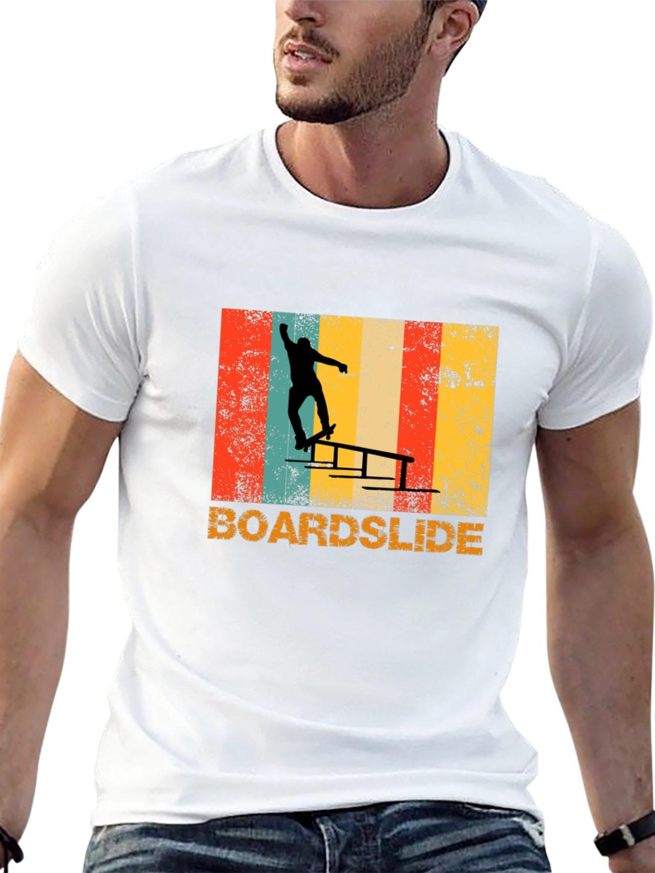 Retro Boardslide Skateboard T-Shirt - Black