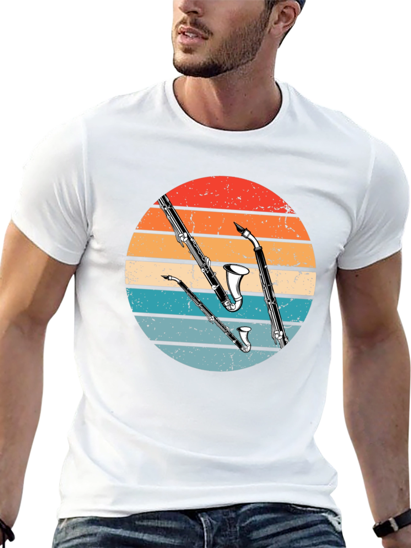 Retro Clarinet Graphic T-Shirt - Musicians Style