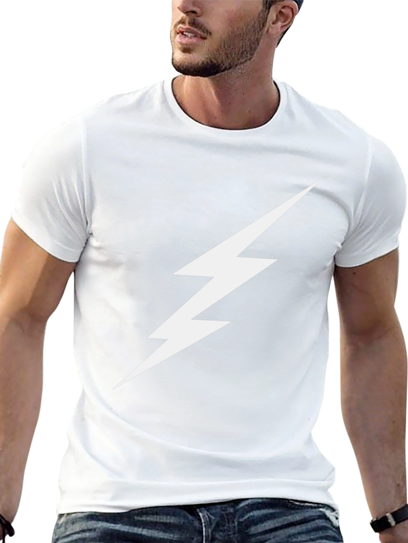 Lightning Bolt Graphic Tee - Black Cotton T-Shirt