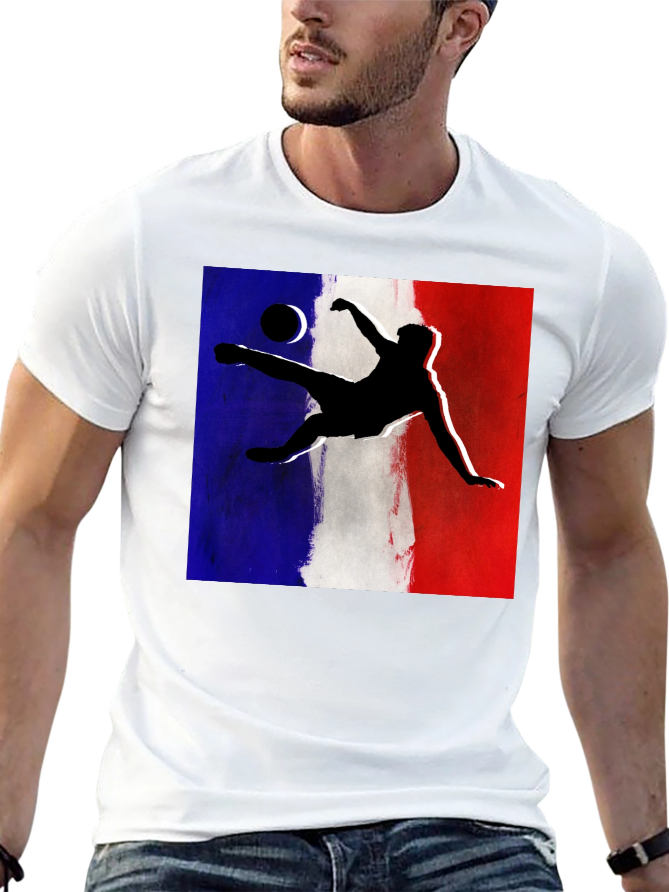 French Soccer Kick T-Shirt - Black Cotton Tee