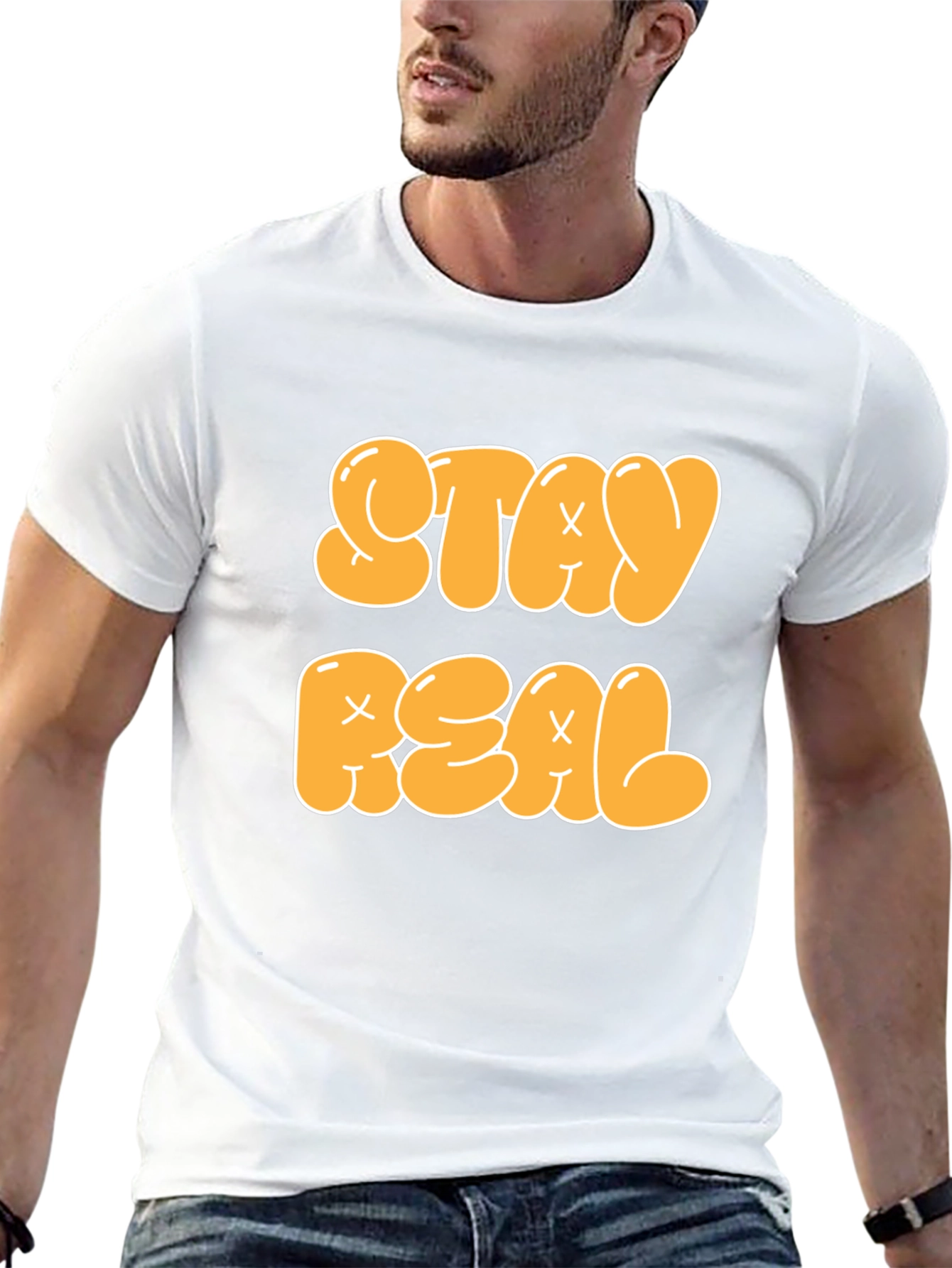 Stay Real Graphic Tee - Black Cotton Blend