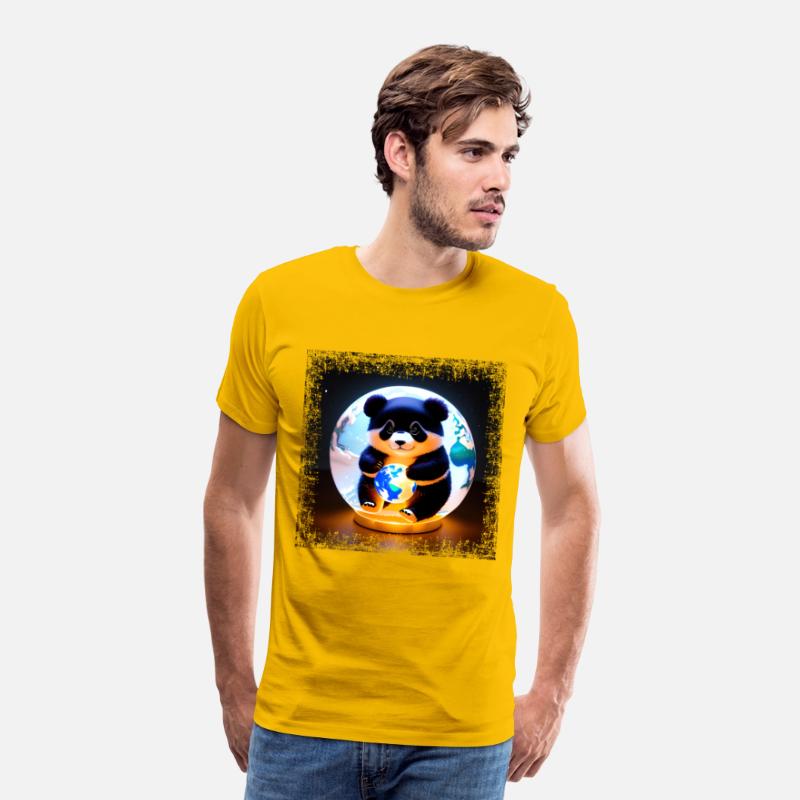 Panda on Square Grunge Globe