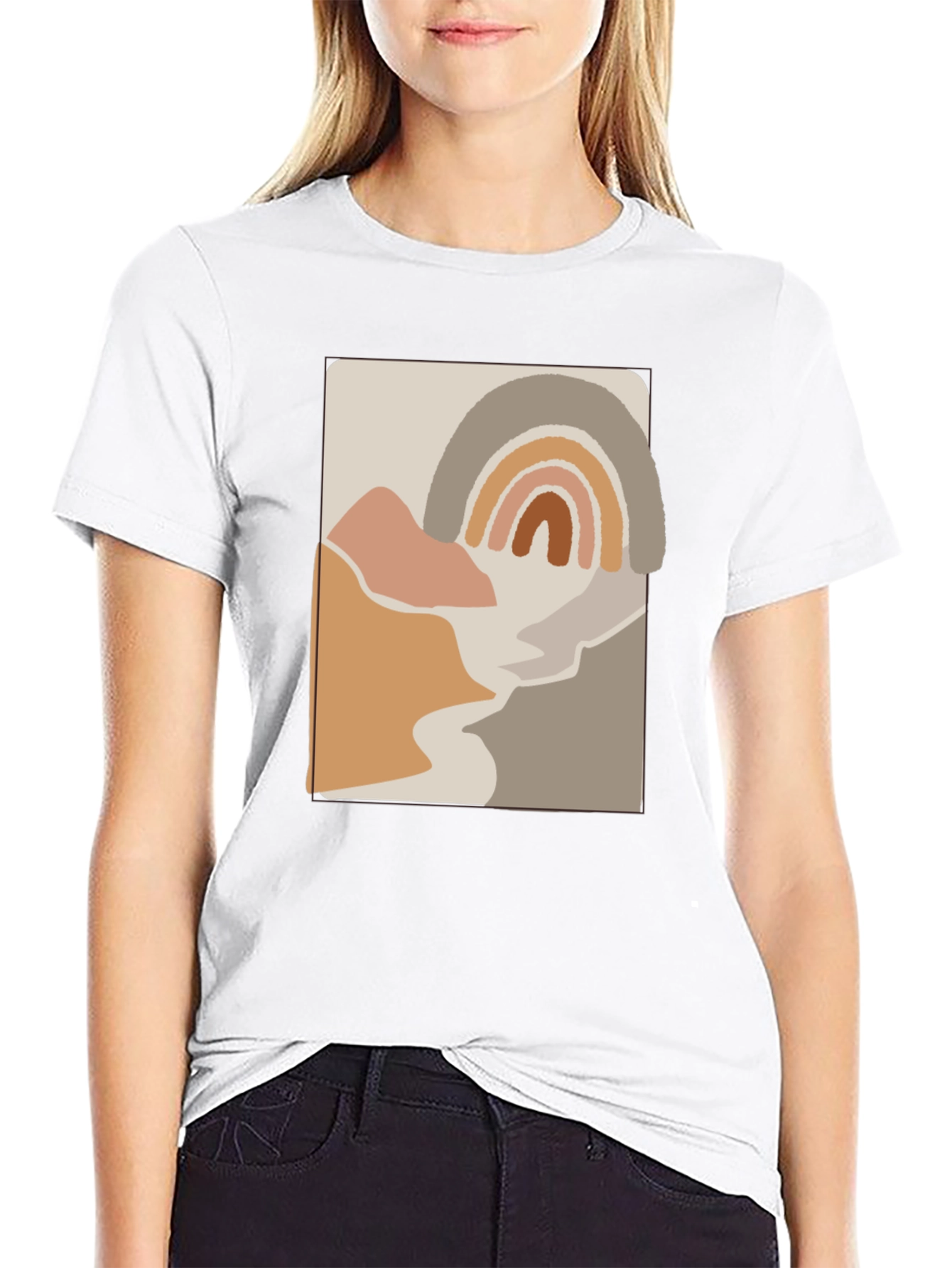 Abstract Rainbow Graphic T-Shirt - Trendy Casual Tee