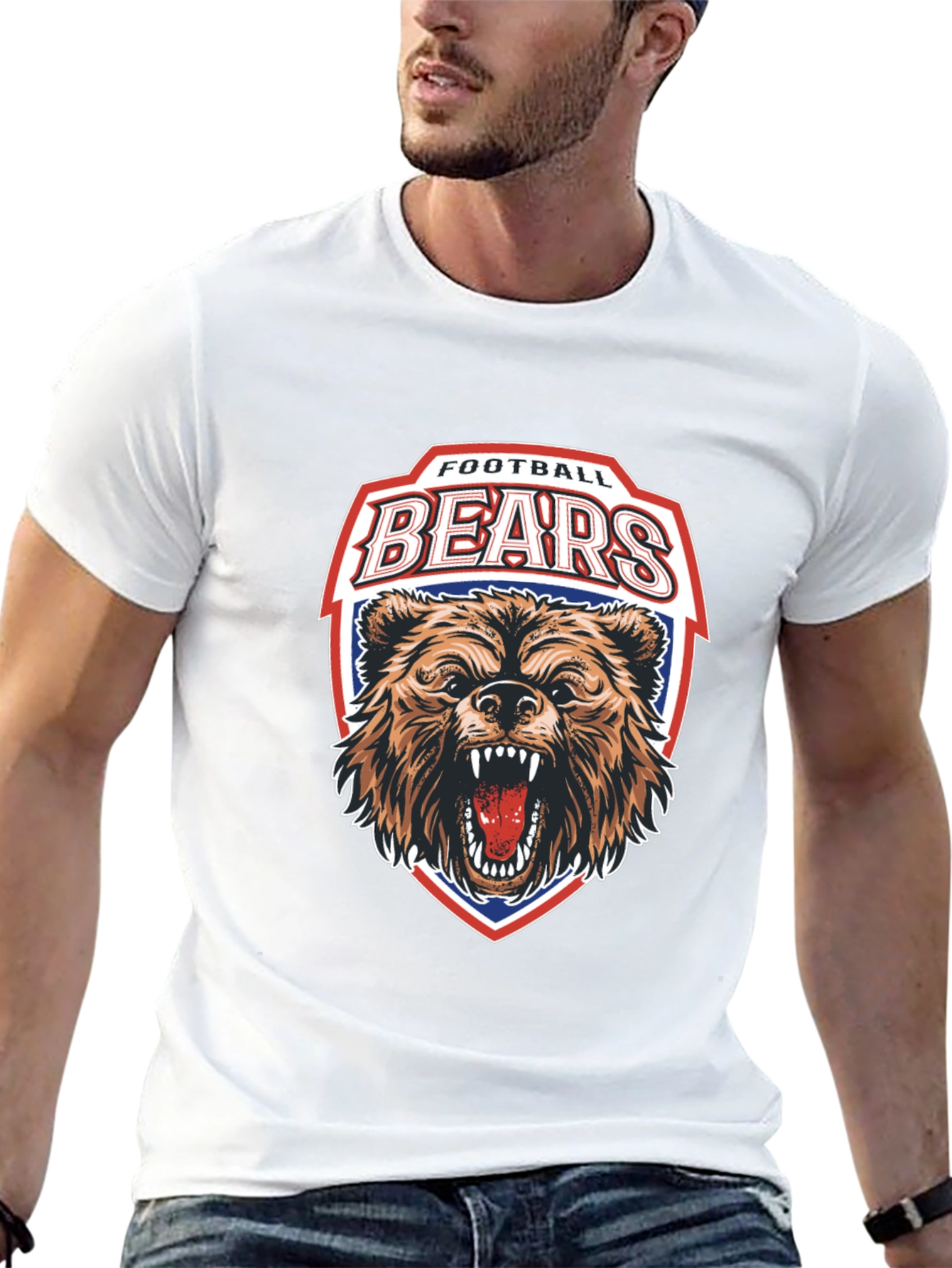 Football Bears Graphic T-Shirt - Sporty Fan Apparel