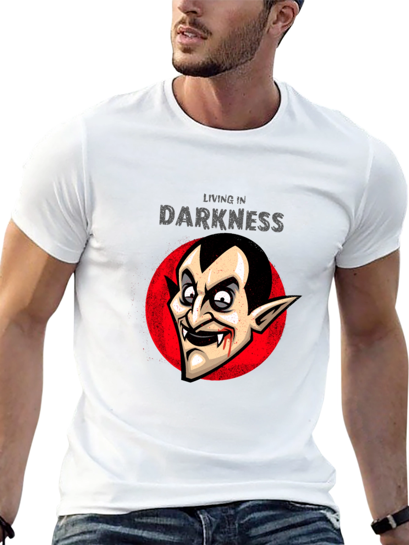 Living in Darkness Vampire Graphic T-Shirt