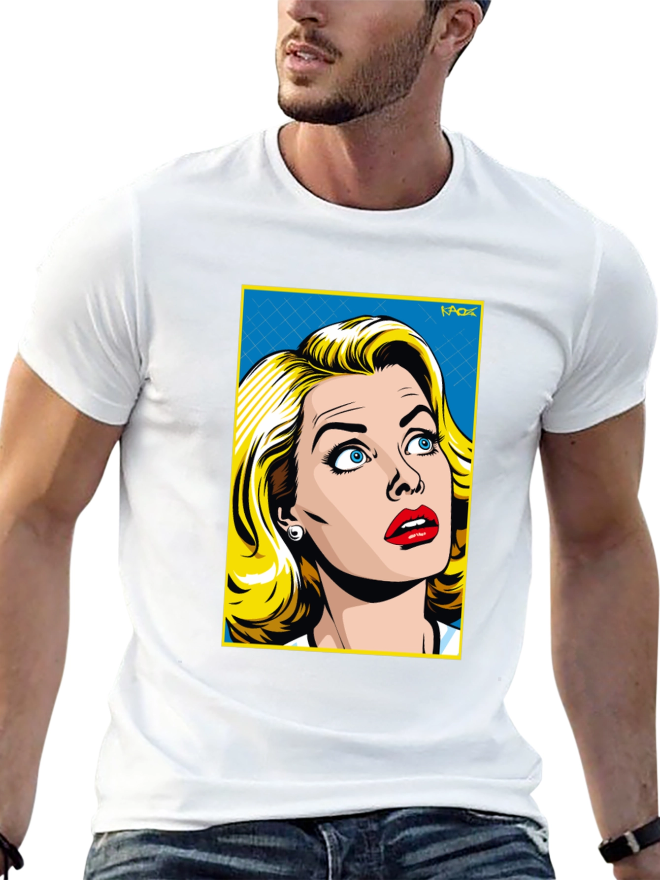 Retro Pop Art Woman T-Shirt - Black Cotton Tee