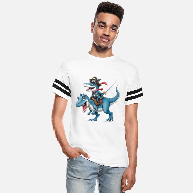 Shark Pirate Riding Dinosaur T Rex Kids Boys Men