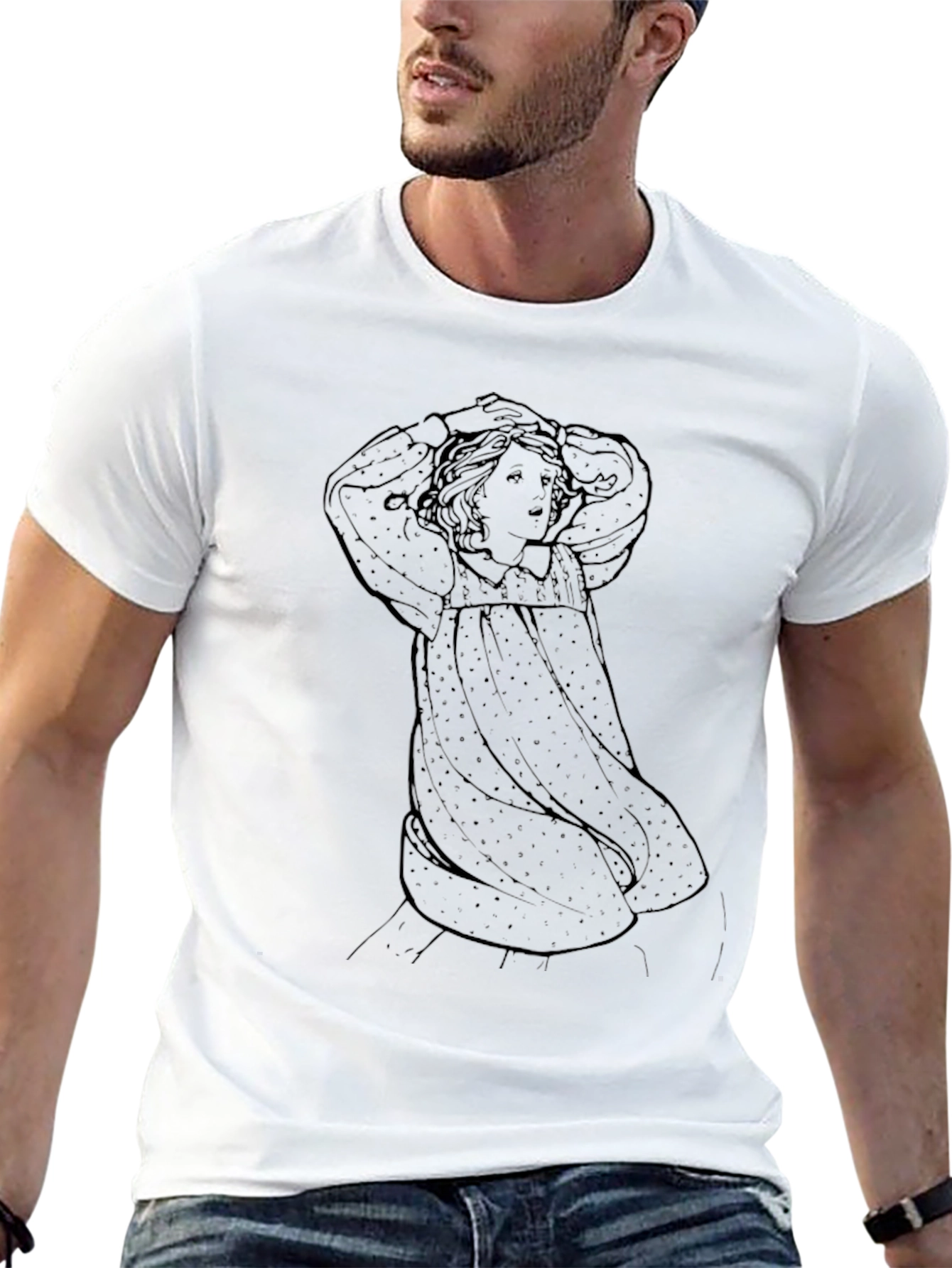 Art Nouveau Girl Black Graphic Tee