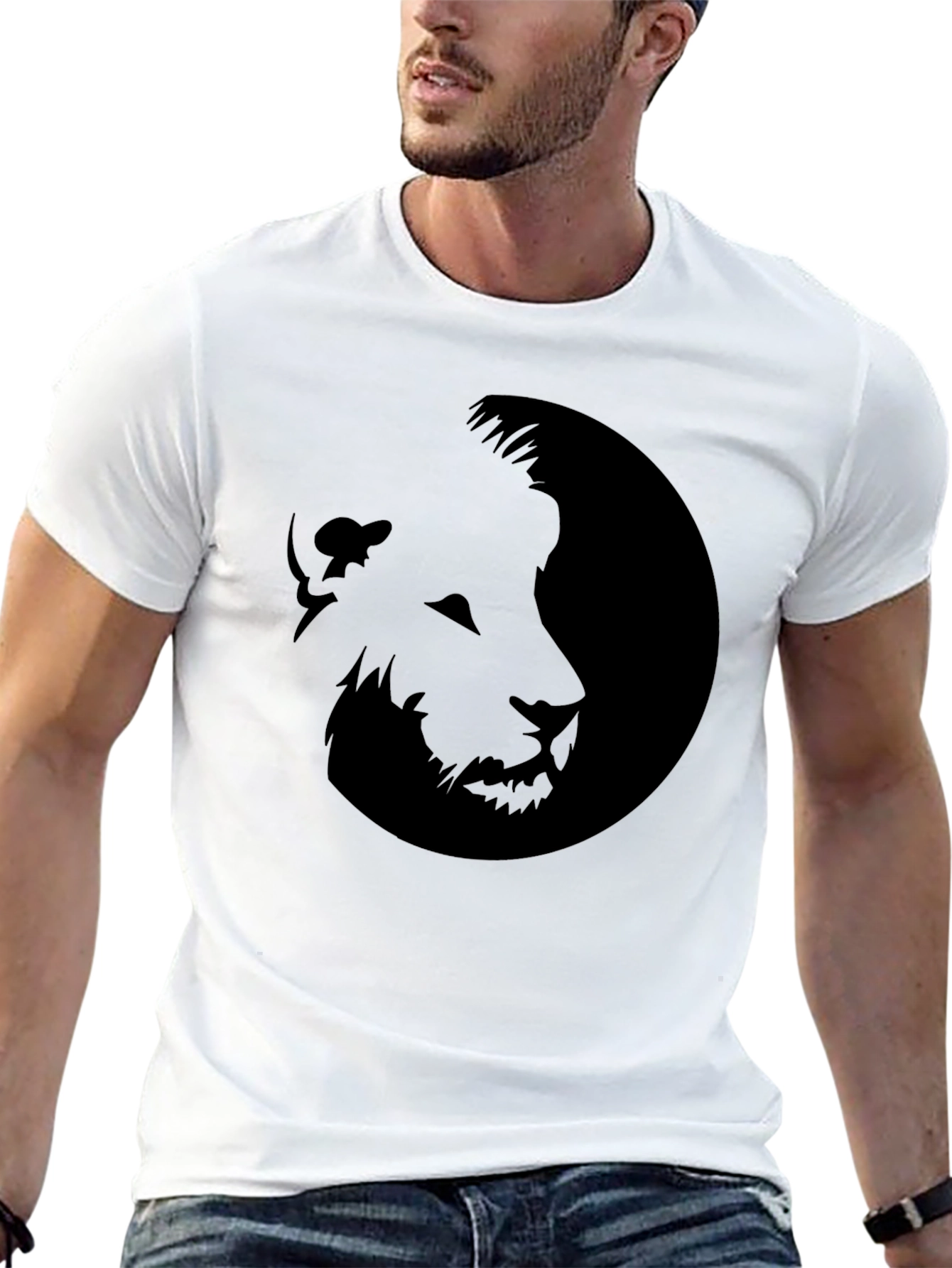 Lion Graphic Tee - Bold Black Cotton T-Shirt