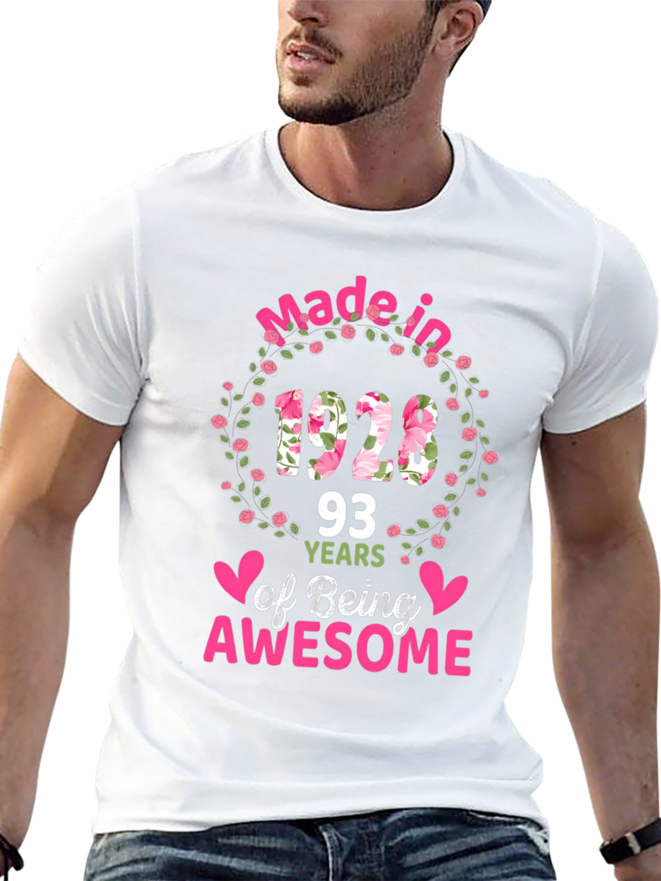 Made in 1928 Floral Birthday T-Shirt