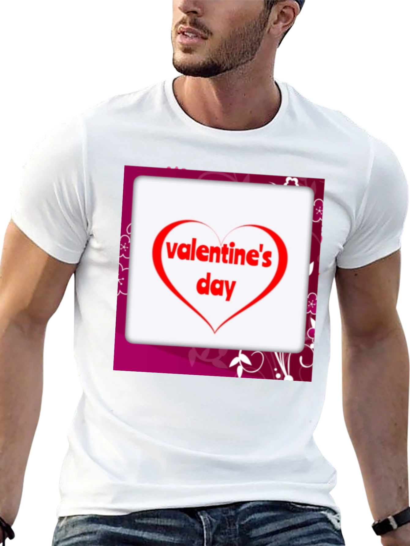Valentines Day Heart Graphic Tee - Black