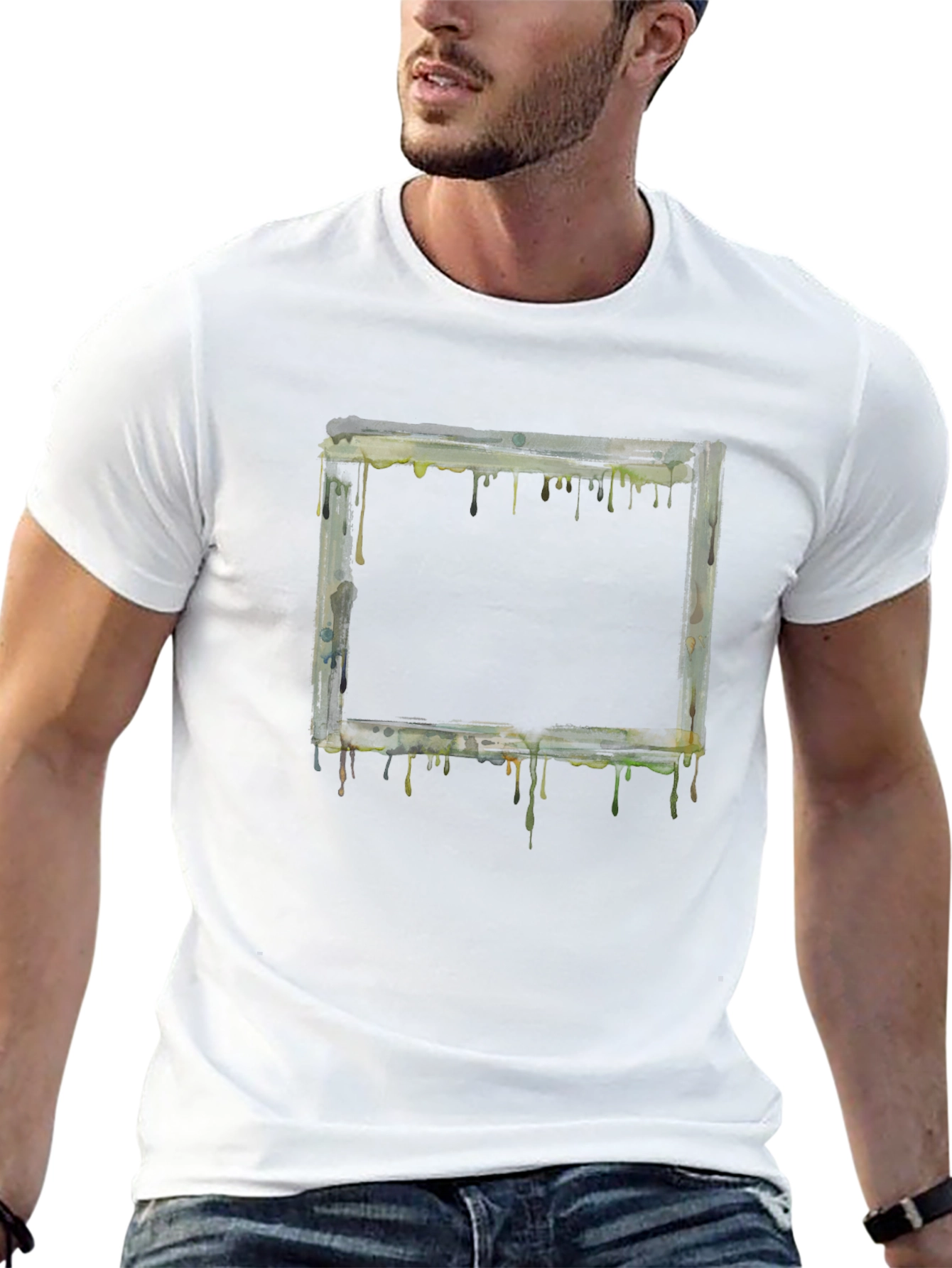 Dripping Frame Graphic Tee - Modern Art Shirt