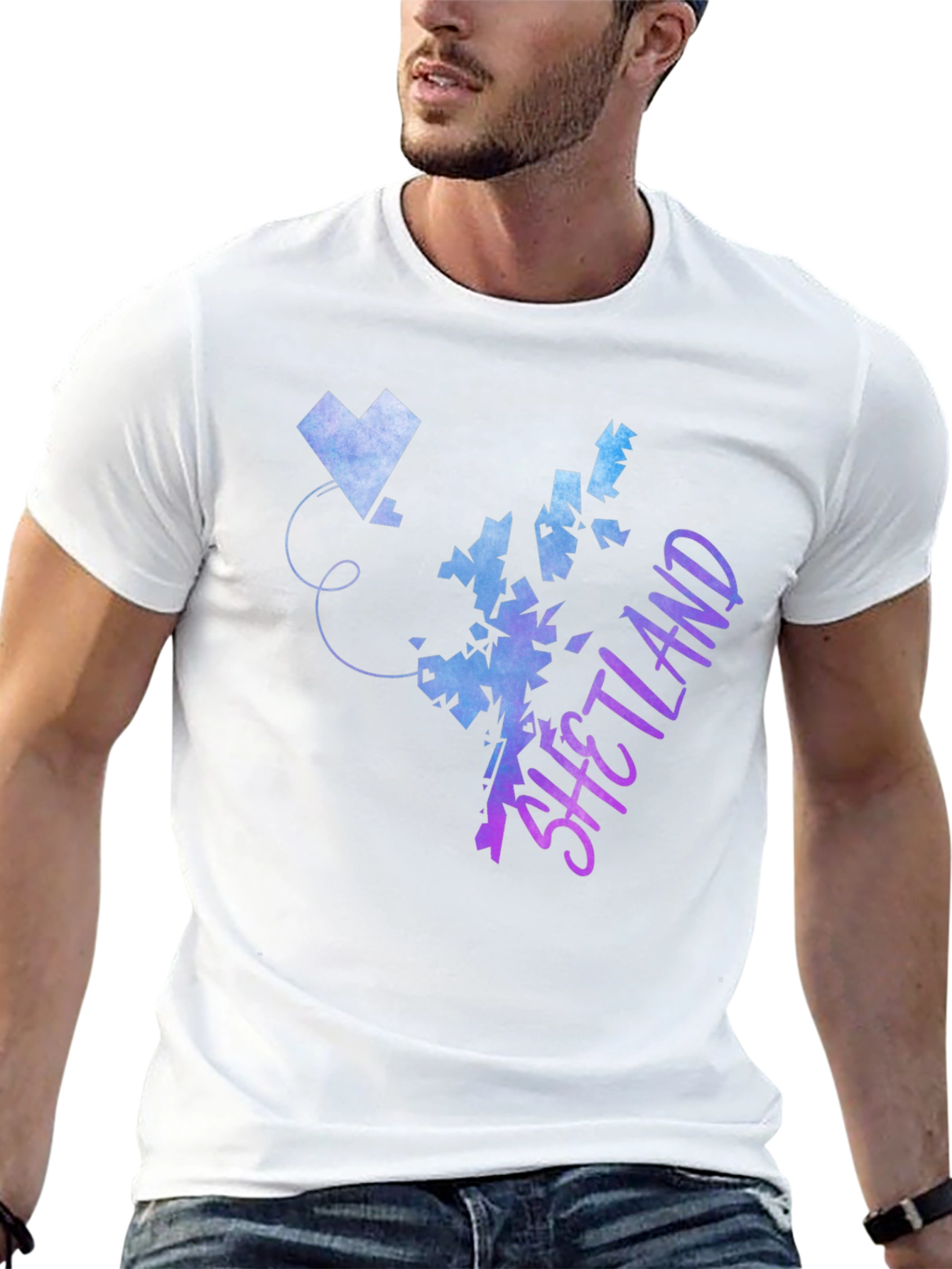 Shetland Islands Map T-Shirt - Gradient Design