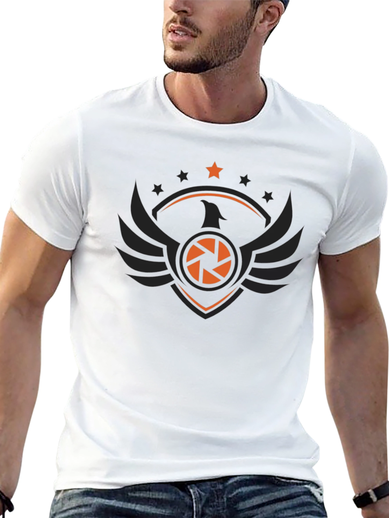 Camera Lens Eagle Black T-Shirt