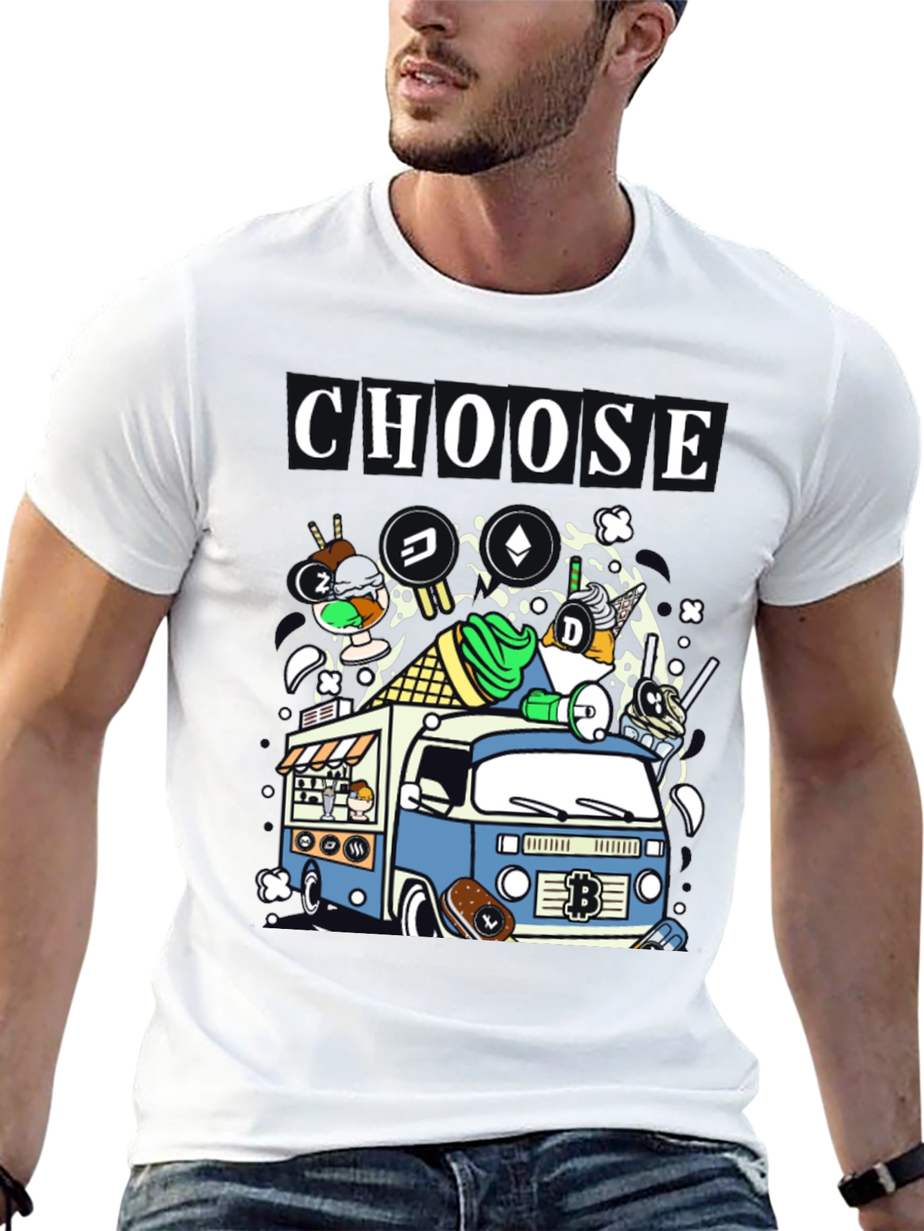 Choose Crypto Ice Cream Truck T-Shirt – Fun Crypto Graphic Tee