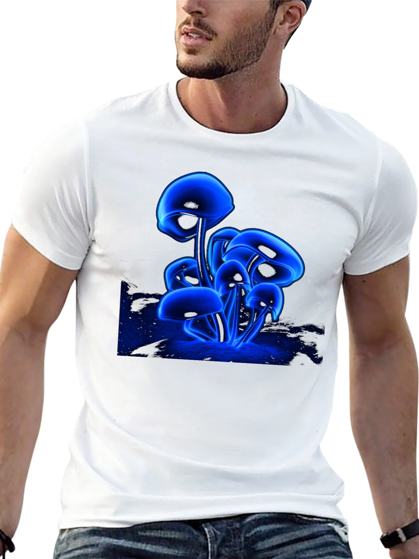 Glowing Mushroom Graphic T-Shirt - Unique Neon Design