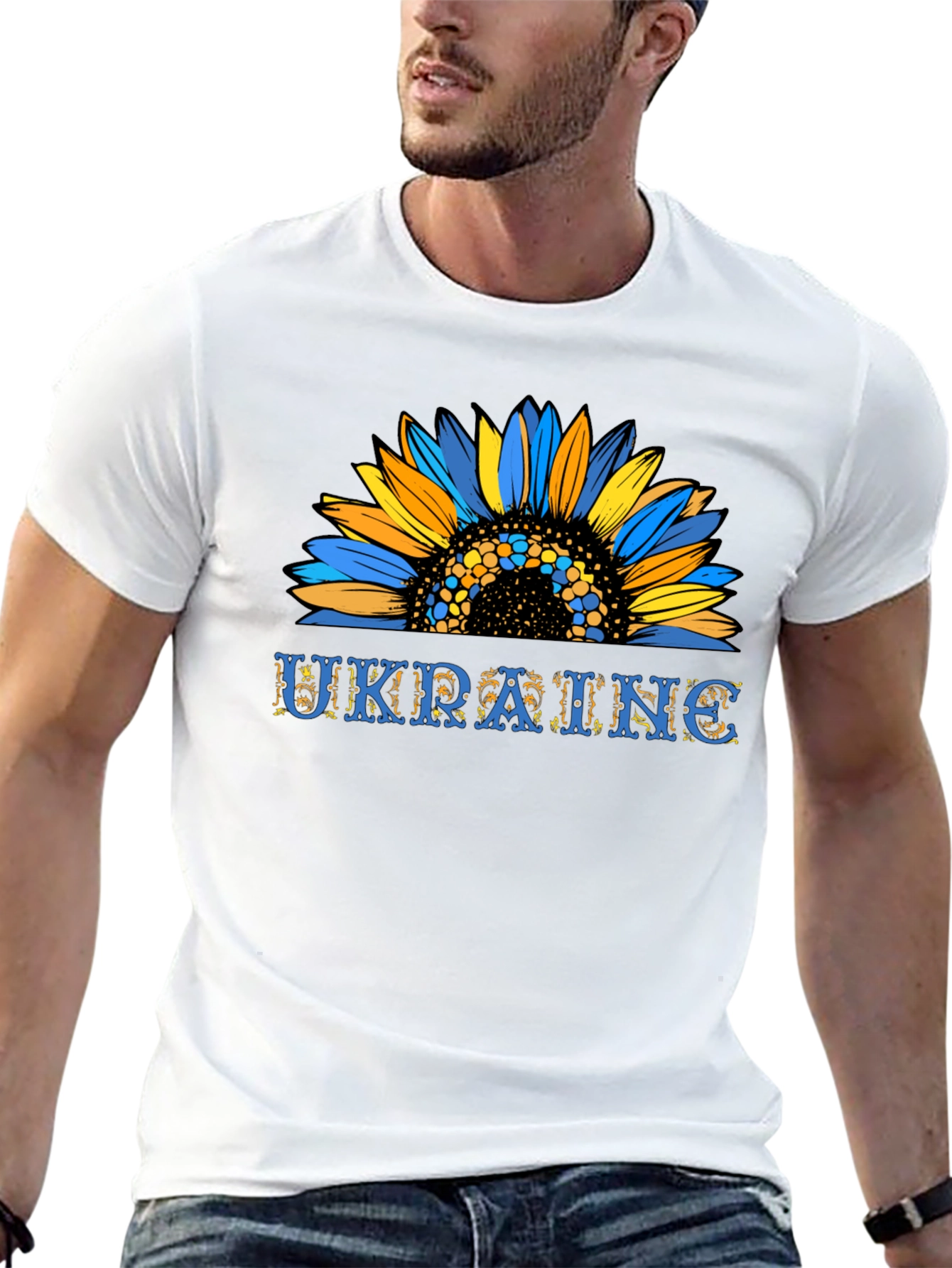 Ukraine Sunflower Graphic T-Shirt - Black