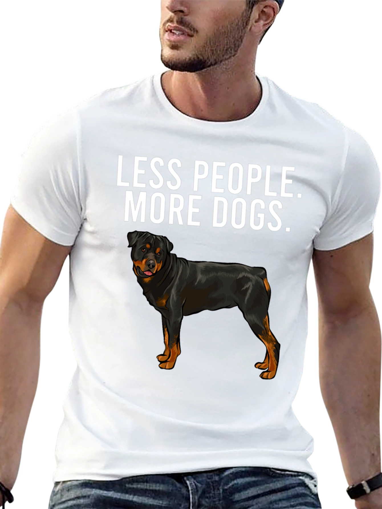 Less People More Dogs Rottweiler T-Shirt – Funny Dog Lover Tee