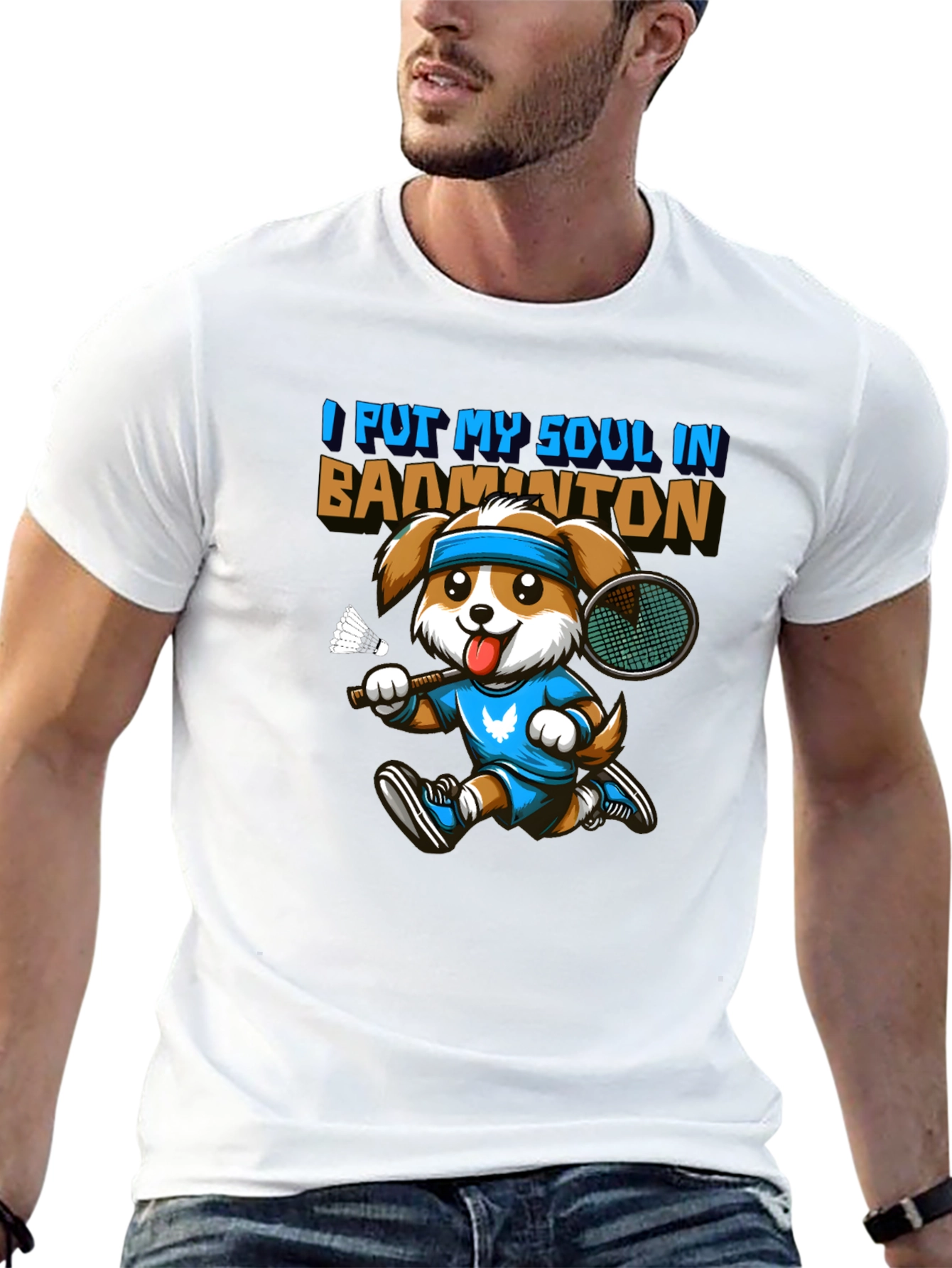 Badminton Dog Graphic Tee