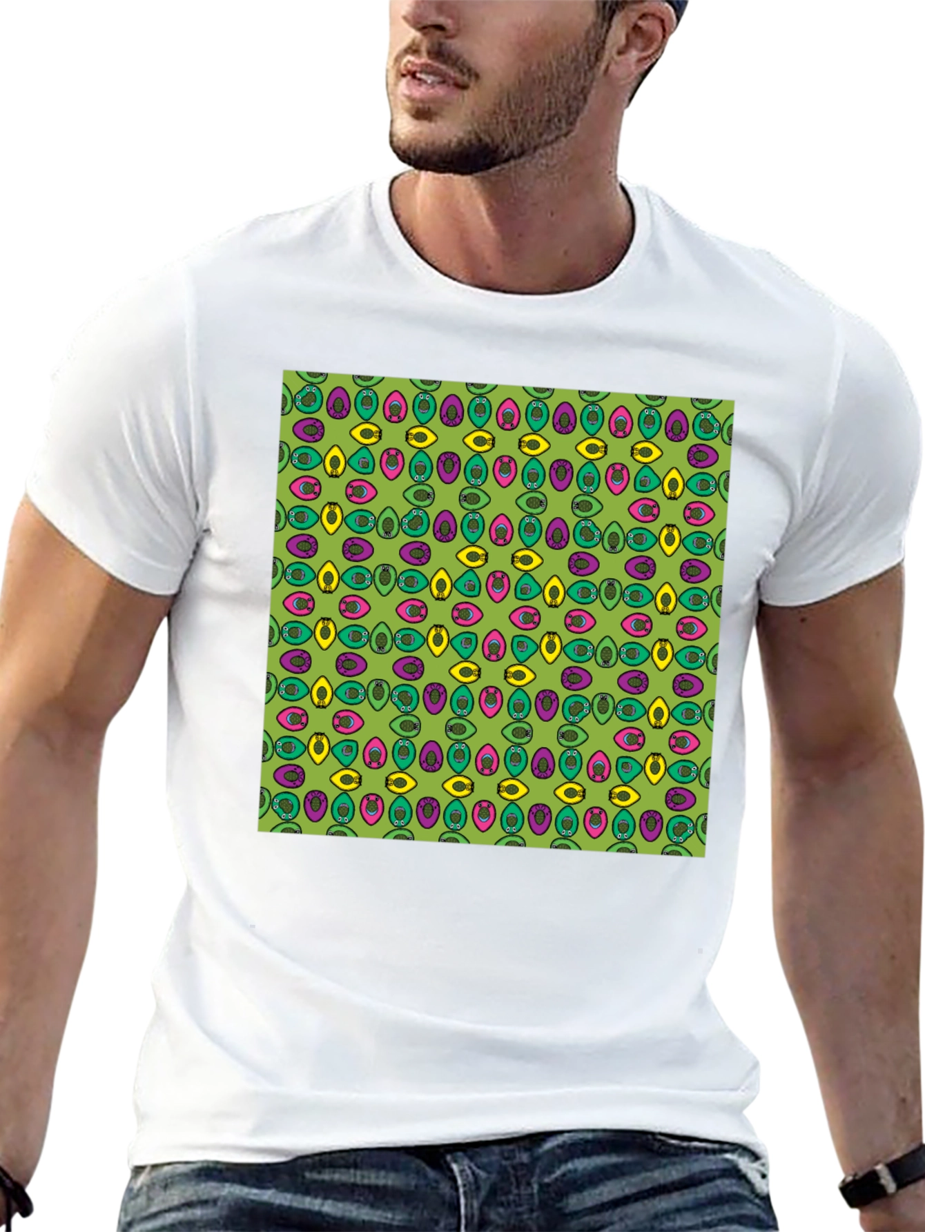 Funky Eye Pattern Tee - Retro Style