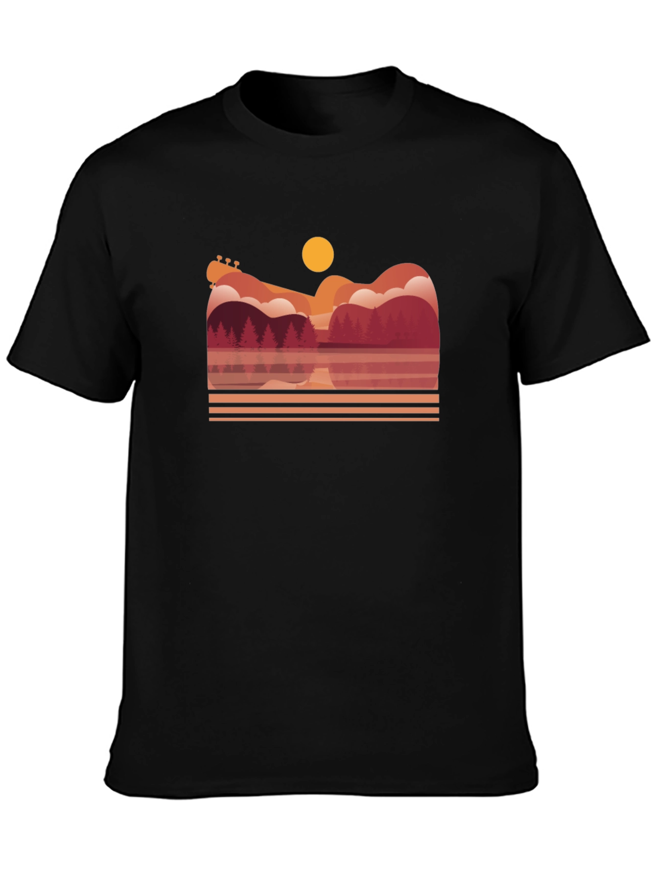 Guitar Landscape Graphic Tee - Black