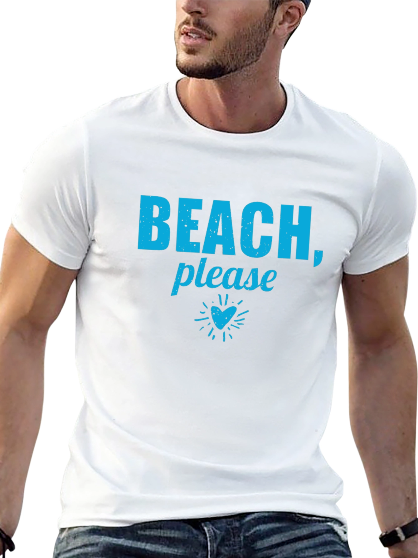 Beach Please! Graphic Print Black T-Shirt