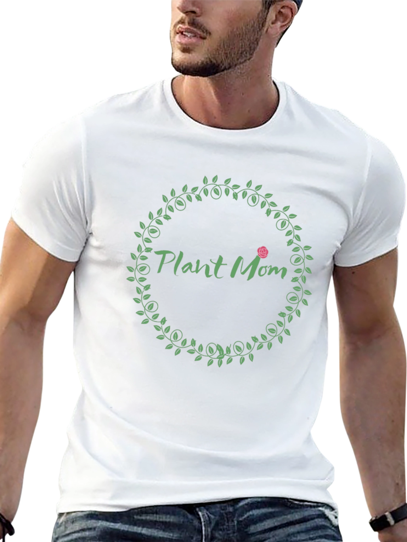 Plant Mom T-Shirt - Green Wreath Design