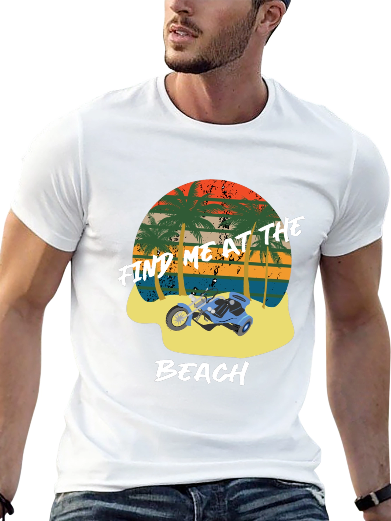 Find Me at the Beach T-Shirt - Tropical Design