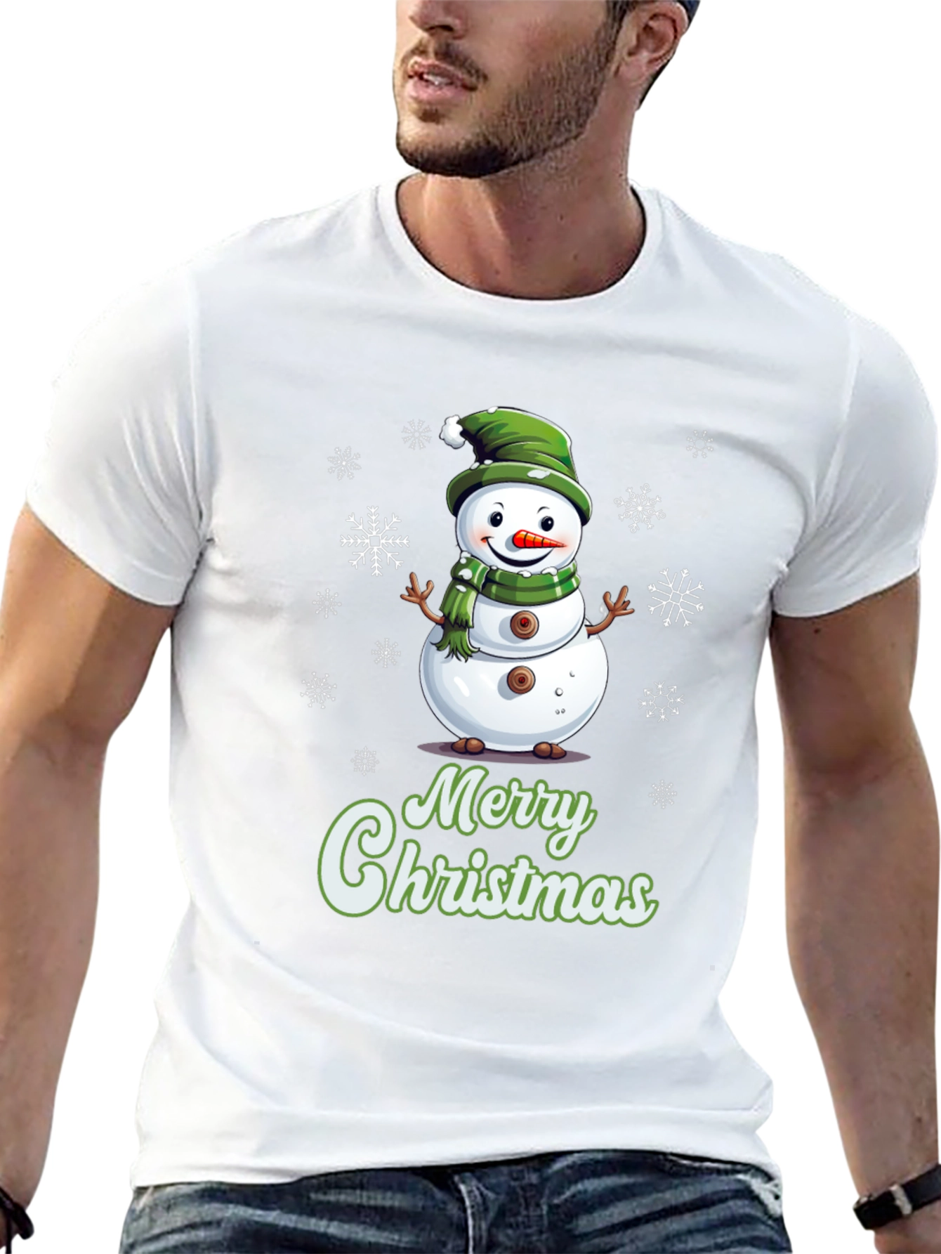 Festive Snowman Merry Christmas Graphic T-Shirt