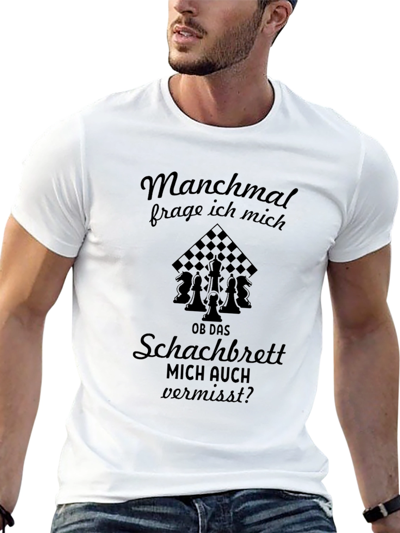 Chessboard Misses Me Black Graphic T-Shirt