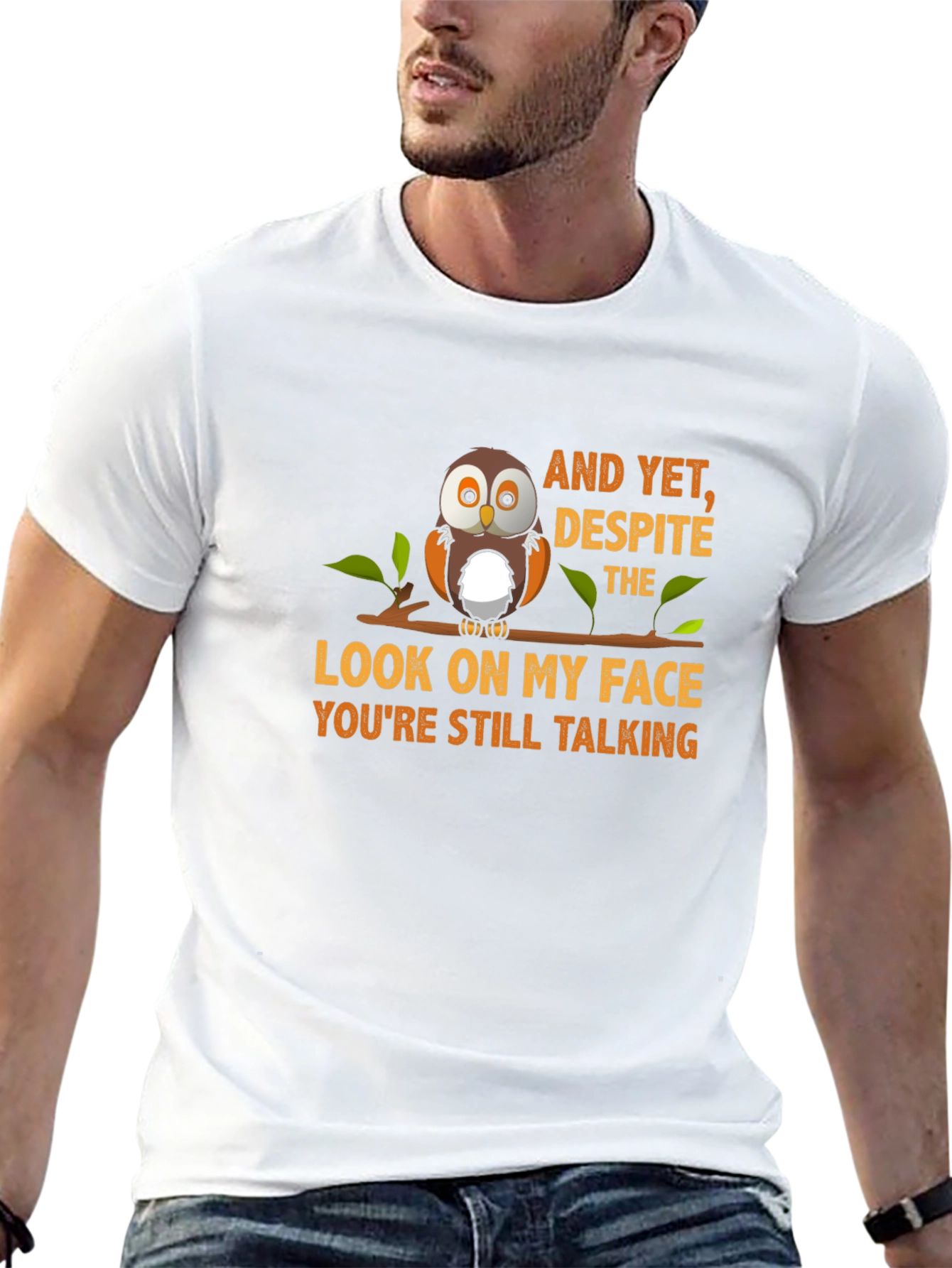 Owl Graphic Print T-Shirt - Funny Sarcastic Tee